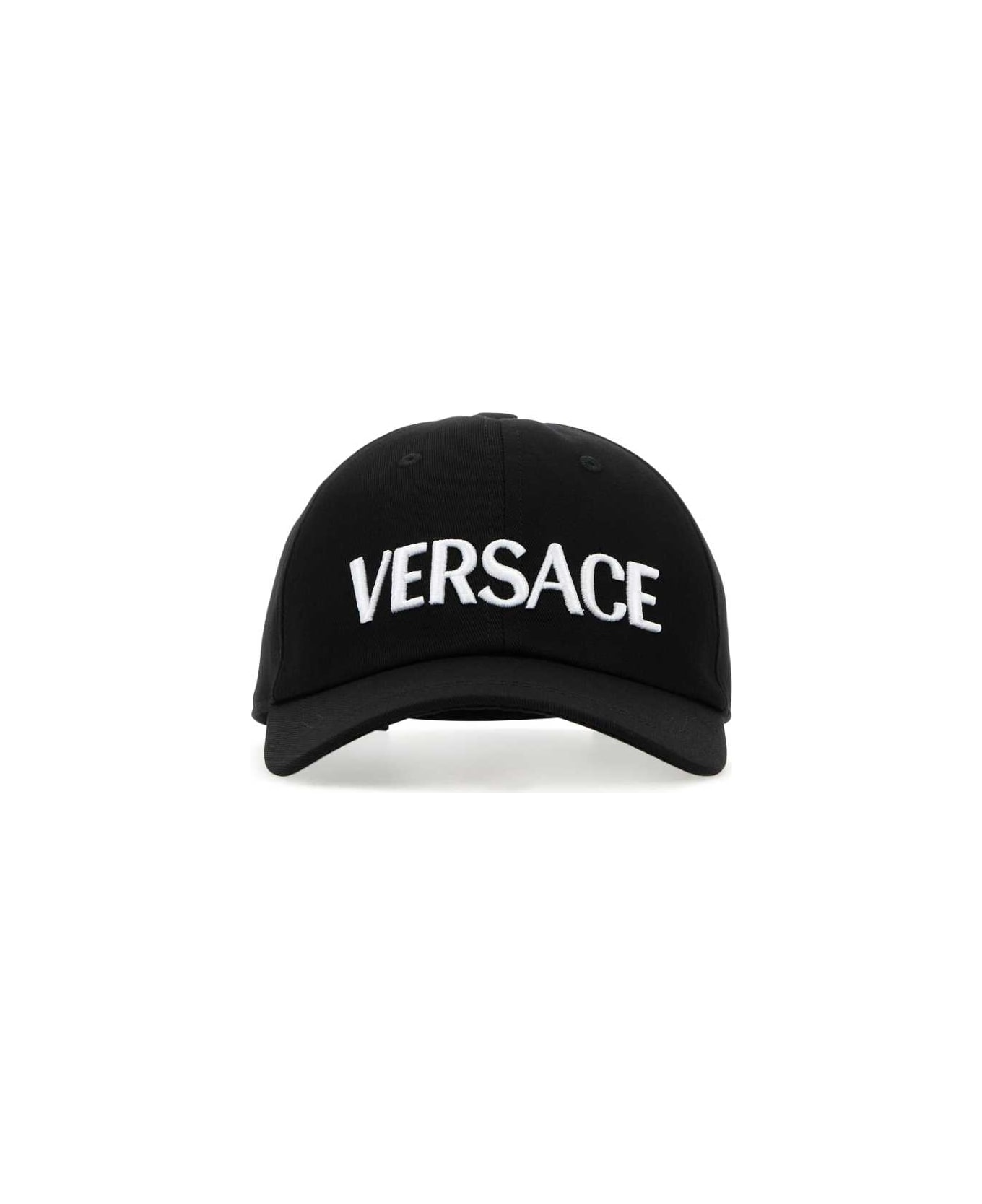 Versace Black Cotton Baseball Cap - BLACKWHITEGOLD