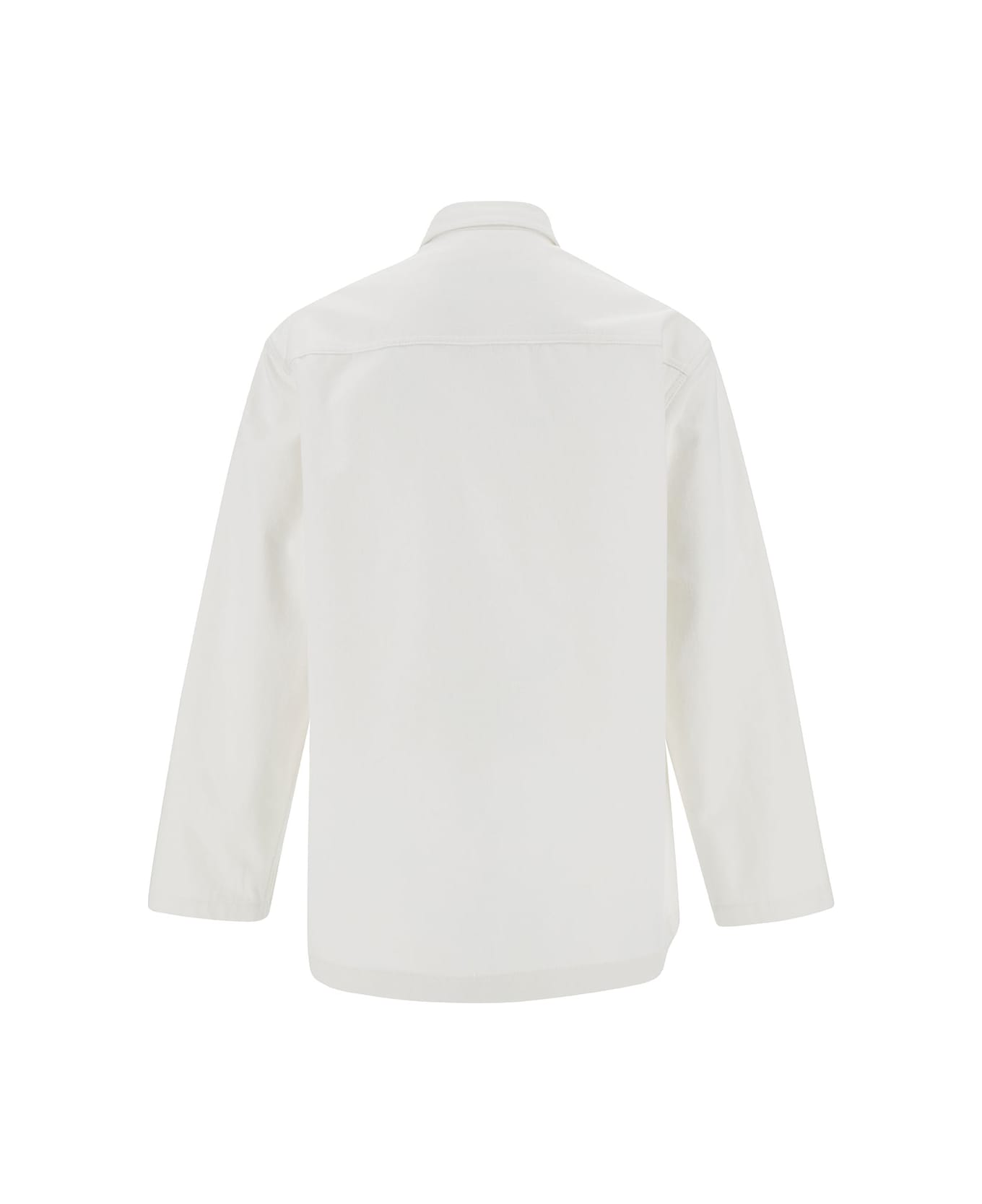 Jil Sander White Shirt With Embossed Logo In Denim Man - White