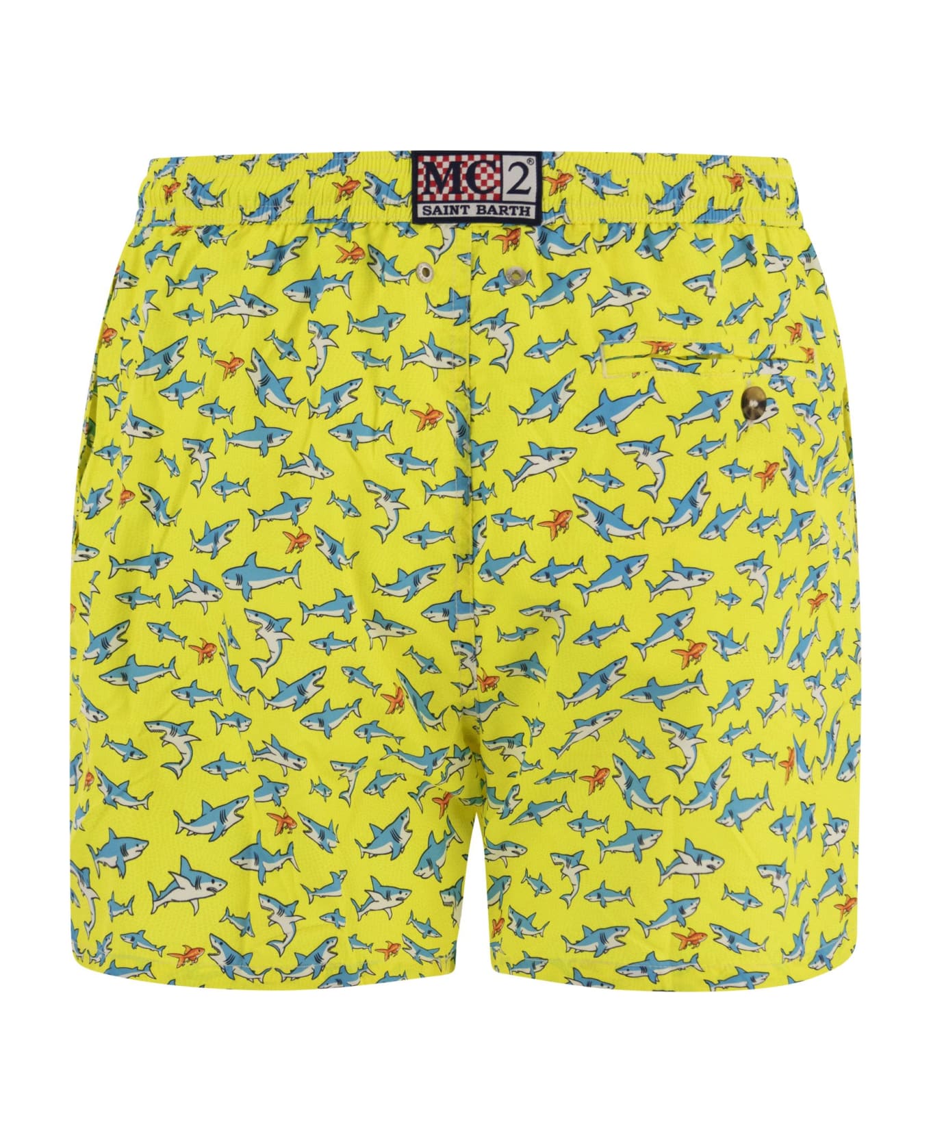 MC2 Saint Barth Lightweight Fabric Swim Boxer Shorts With Print - Yellow