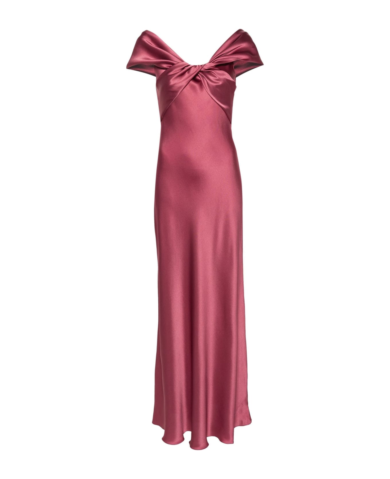 Alberta Ferretti Long Dark Pink Silk Blend Satin Dress - Pink