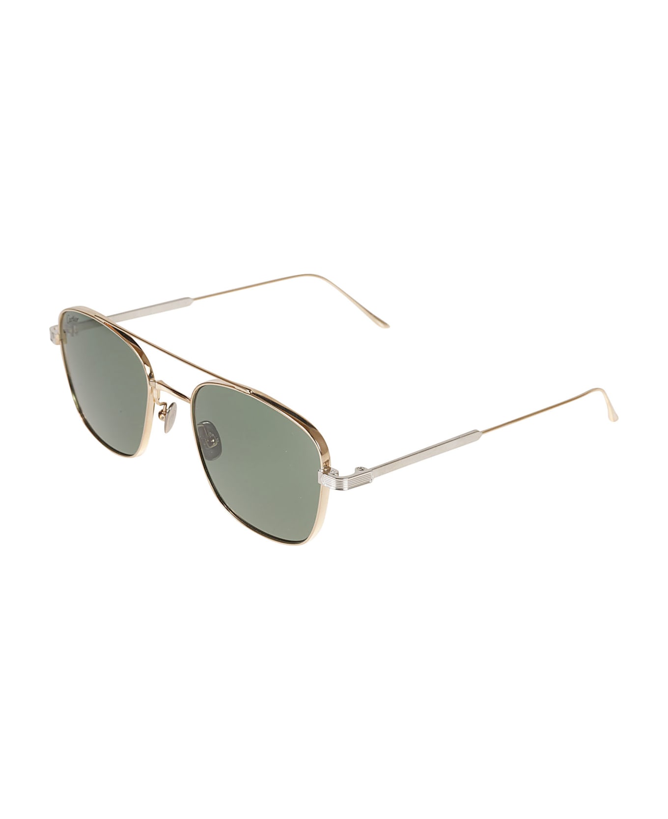 Cartier Eyewear Aviator Square Sunglasses - Silver/Green サングラス