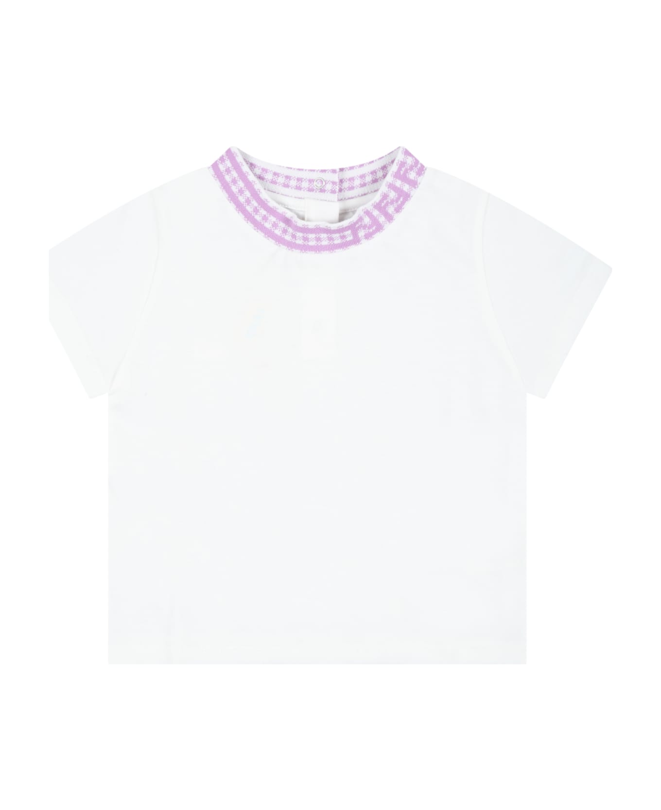 Fendi White T-shirt For Baby Girl - White