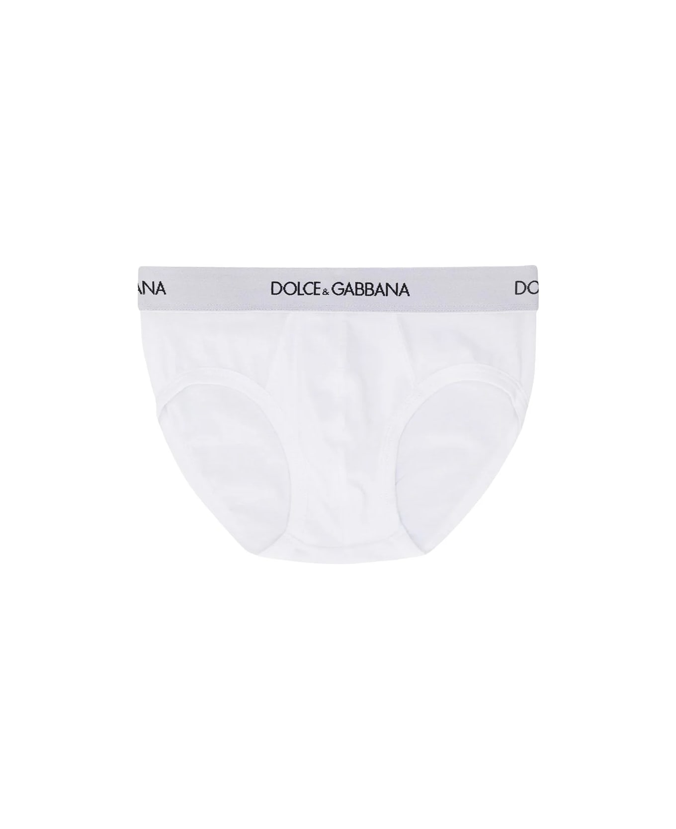 Dolce & Gabbana White Bi-pack Briefs With Logo - White
