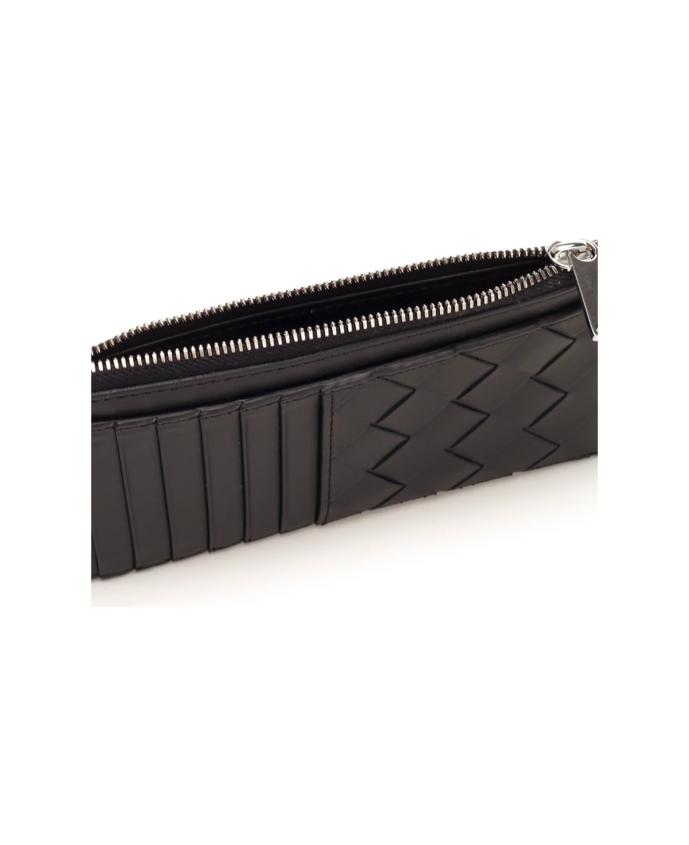 Bottega Veneta Long Card Holder With Zip - Black