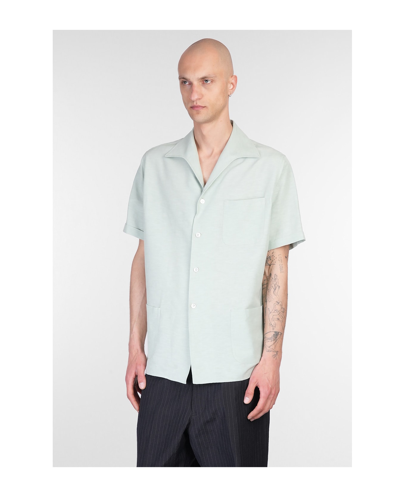 Maison Margiela Shirt In Green Linen - green