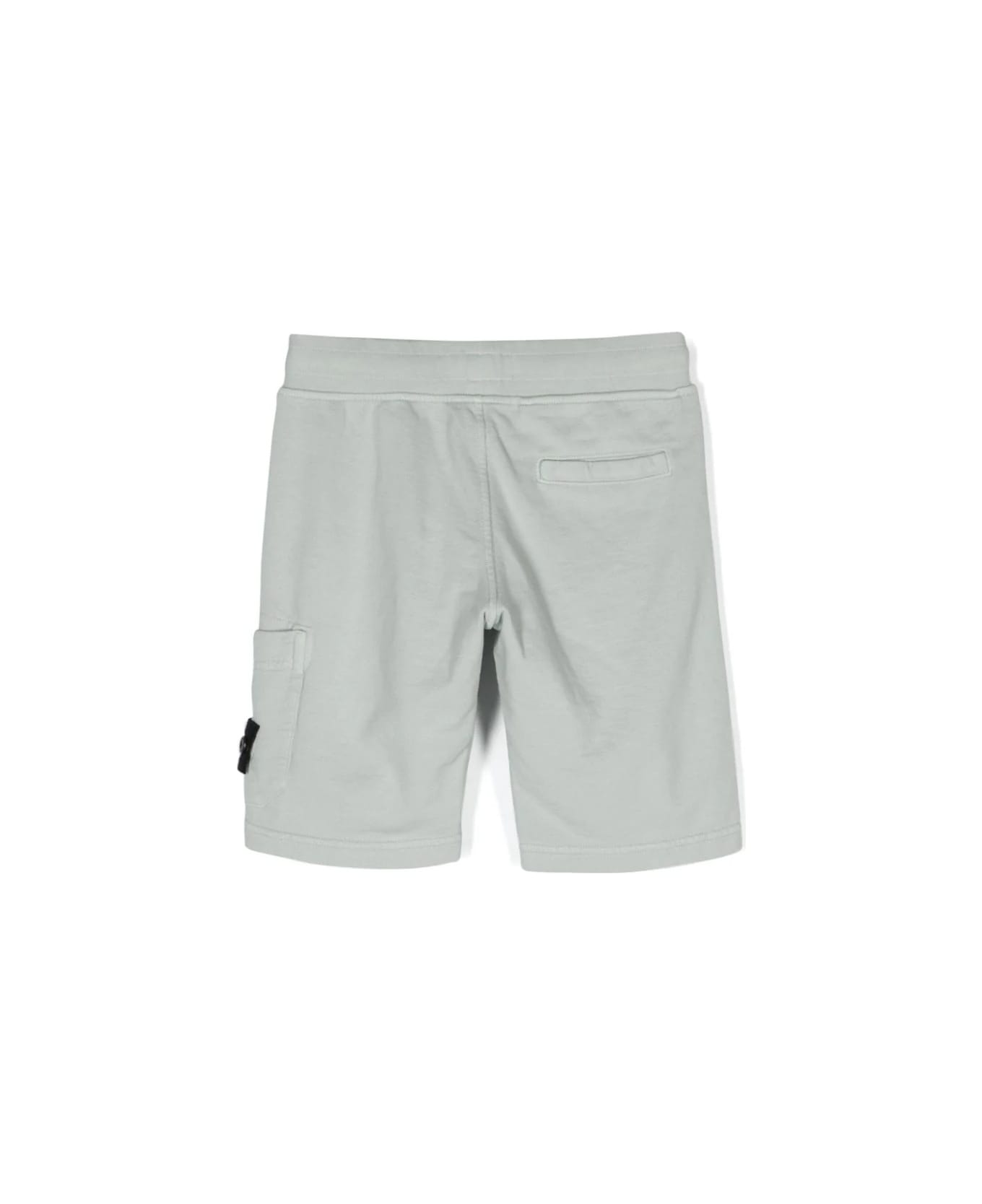 Stone Island Junior Pearl Grey Sports Shorts With Logo - Pearl grey ボトムス
