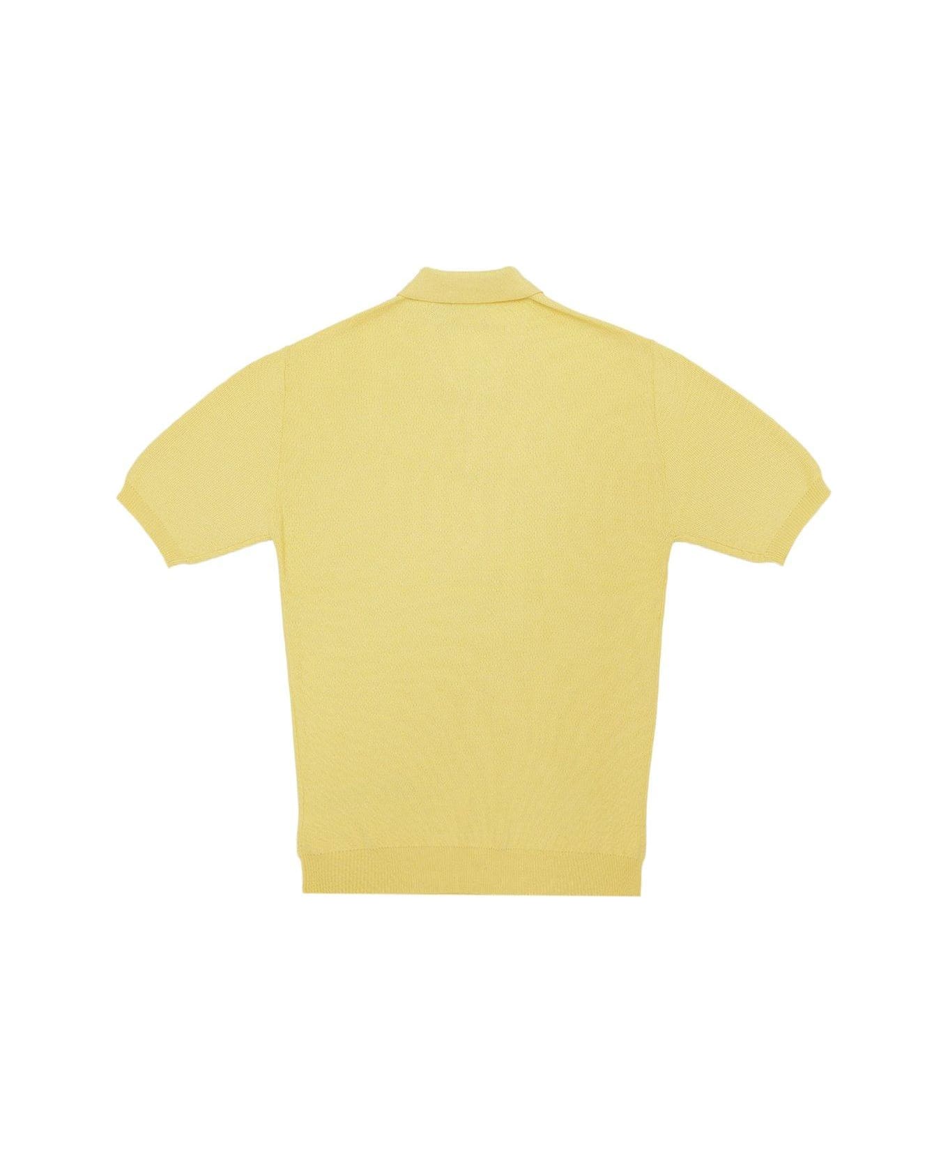 GCDS Short-sleeved Fine-knitted Polo Shirt - YELLOW シャツ
