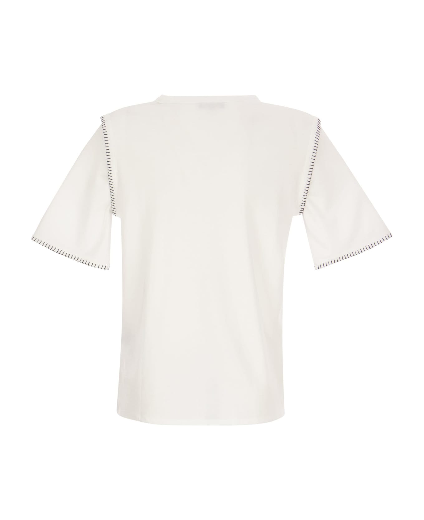 Fay T-shirt With Contrast Stitching - White