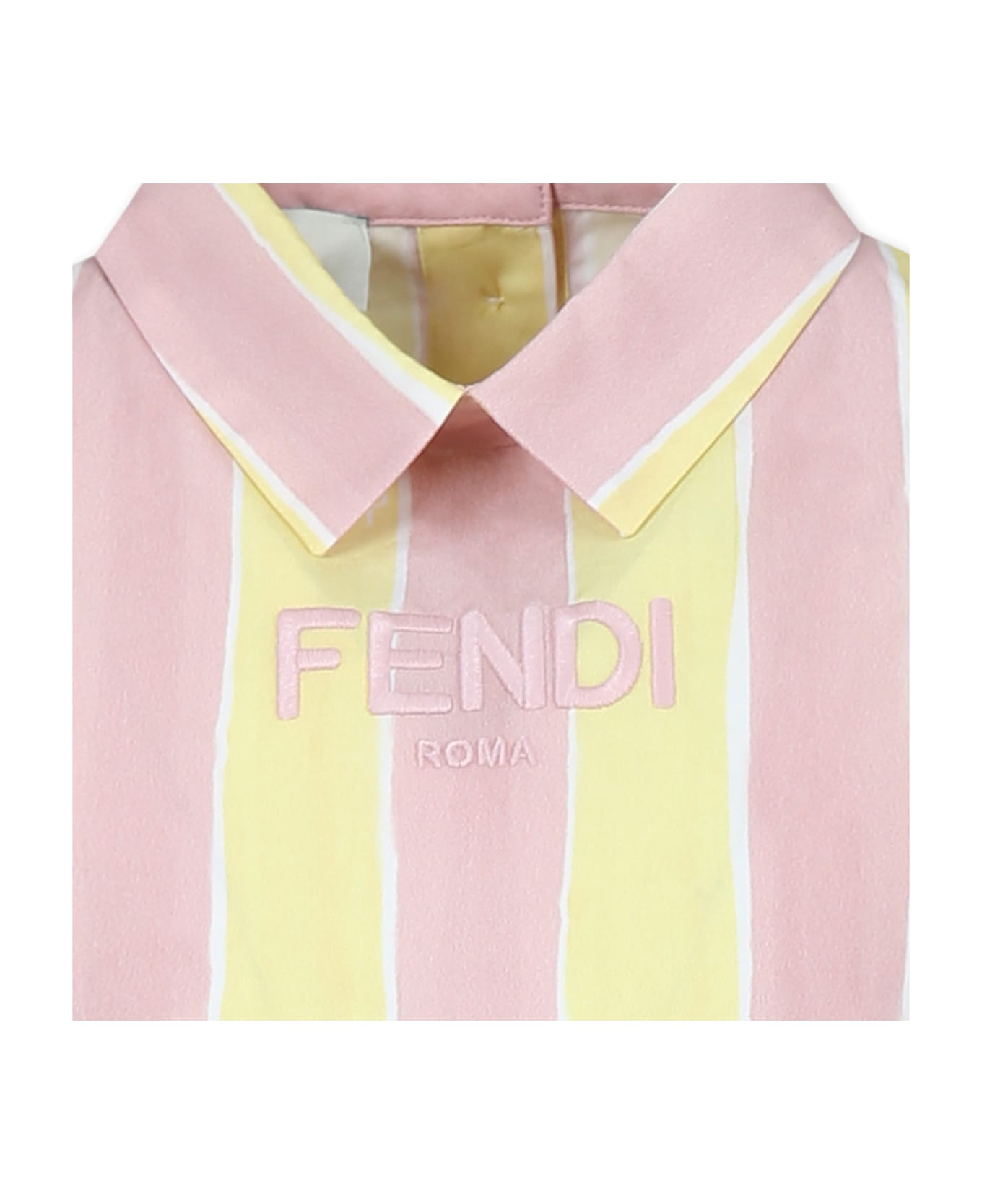 Fendi Multicolor Dress For Girl With Logo - Multicolor