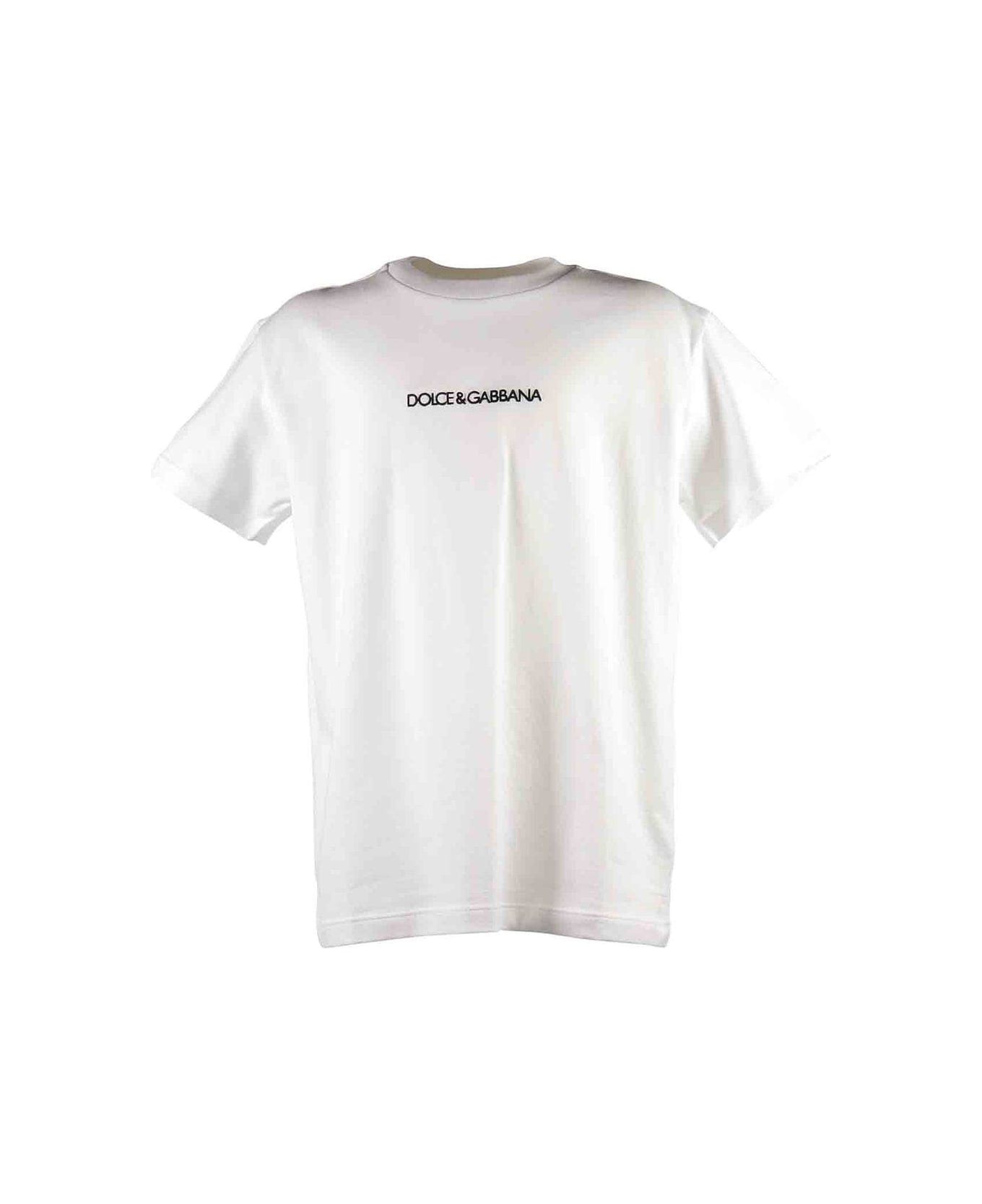 Dolce & Gabbana Logo Embroidred Crewneck T-shirt - WHITE