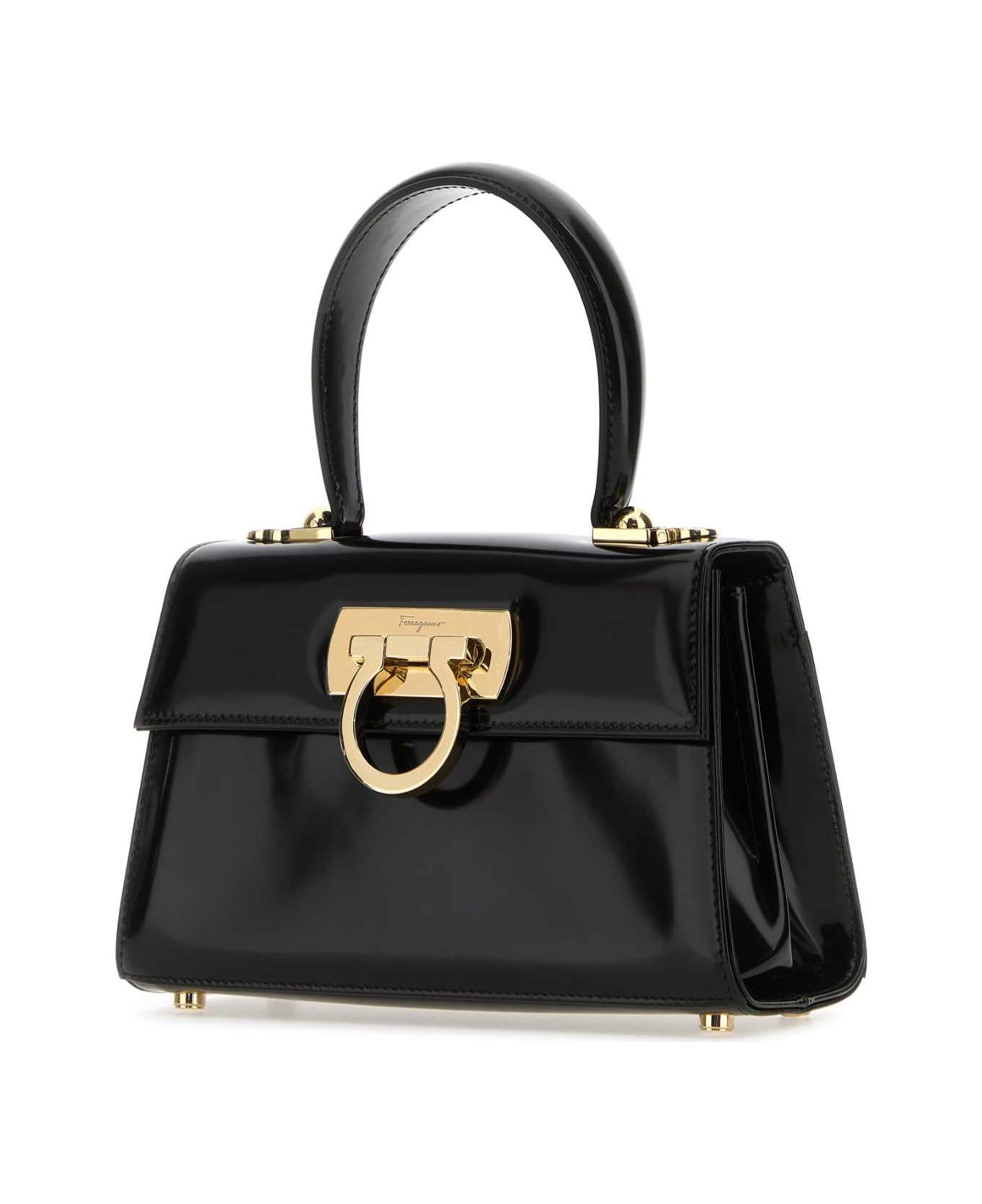 Ferragamo Black Leather Mini Iconic Handbag - NERONERONERO