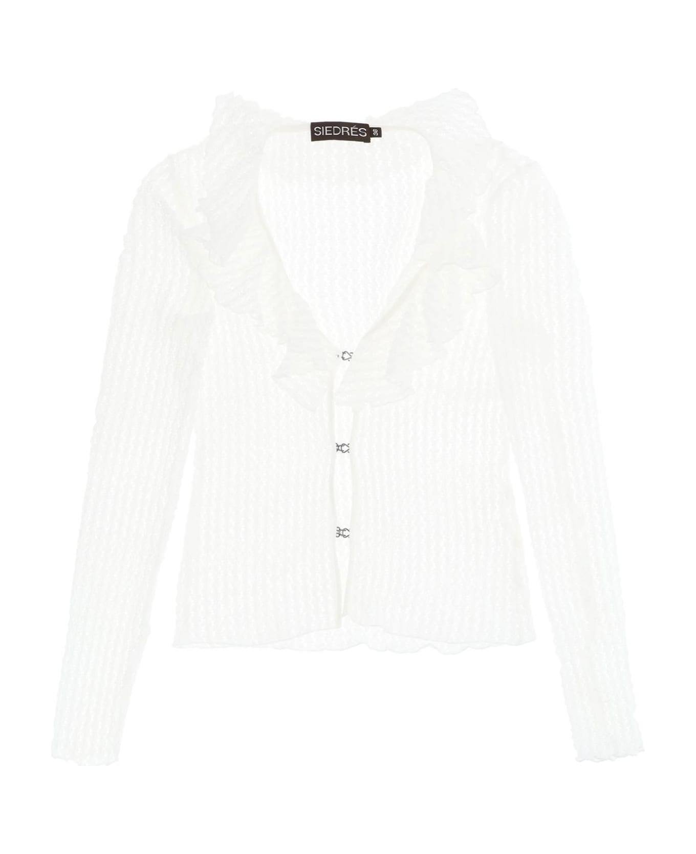 SIEDRES Chloe Stretch Lace Shirt - WHITE (White) カーディガン