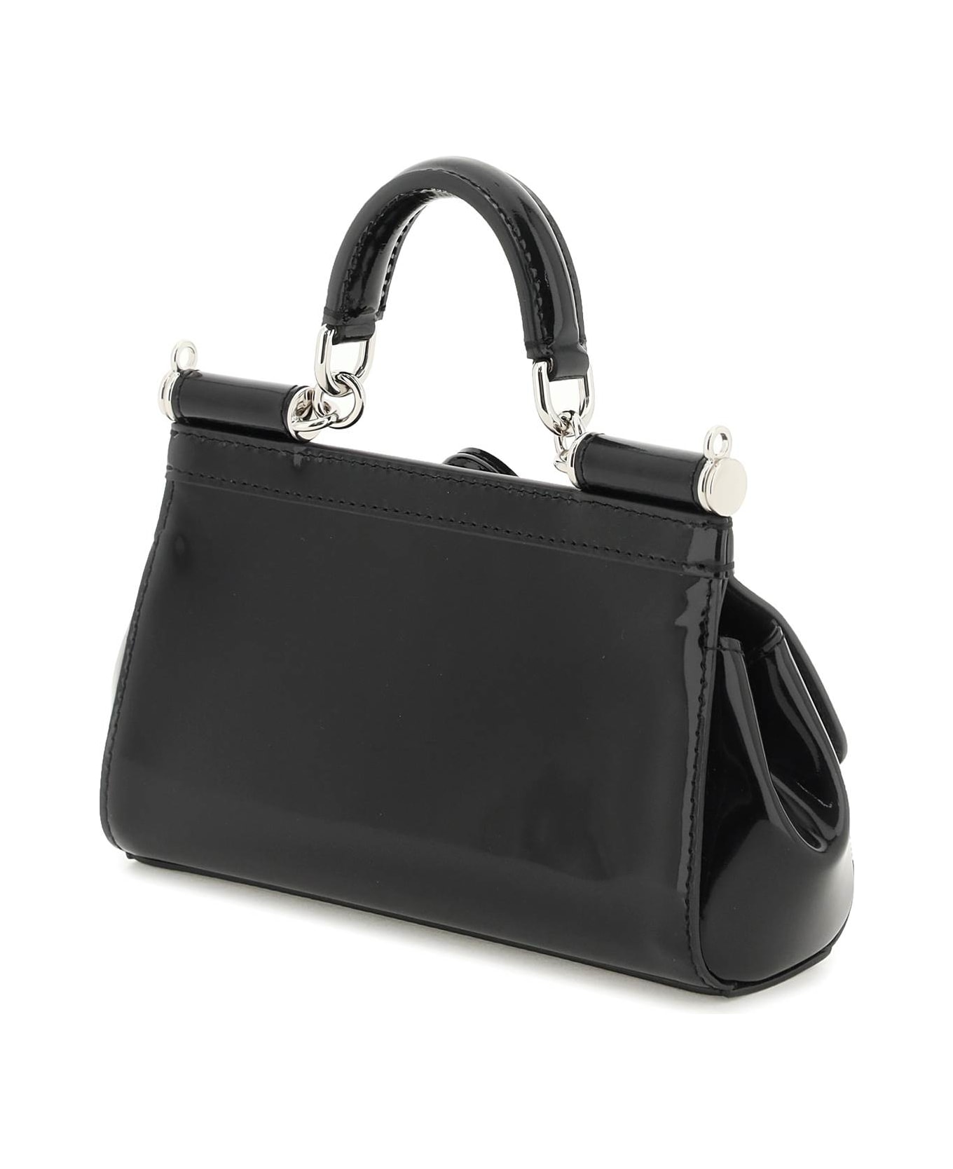 Dolce & Gabbana Patent Leather Small 'sicily' Bag With Coin Purse - Black