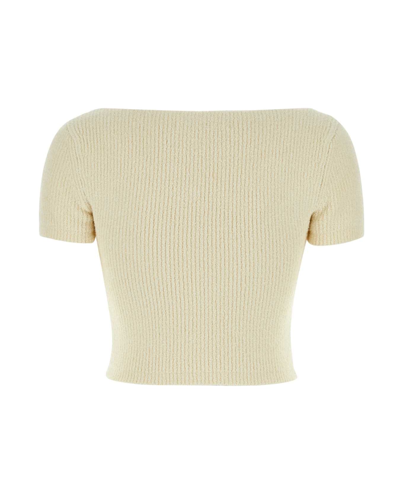 T by Alexander Wang Ivory Stretch Cotton Blend Top - VANILLAICE