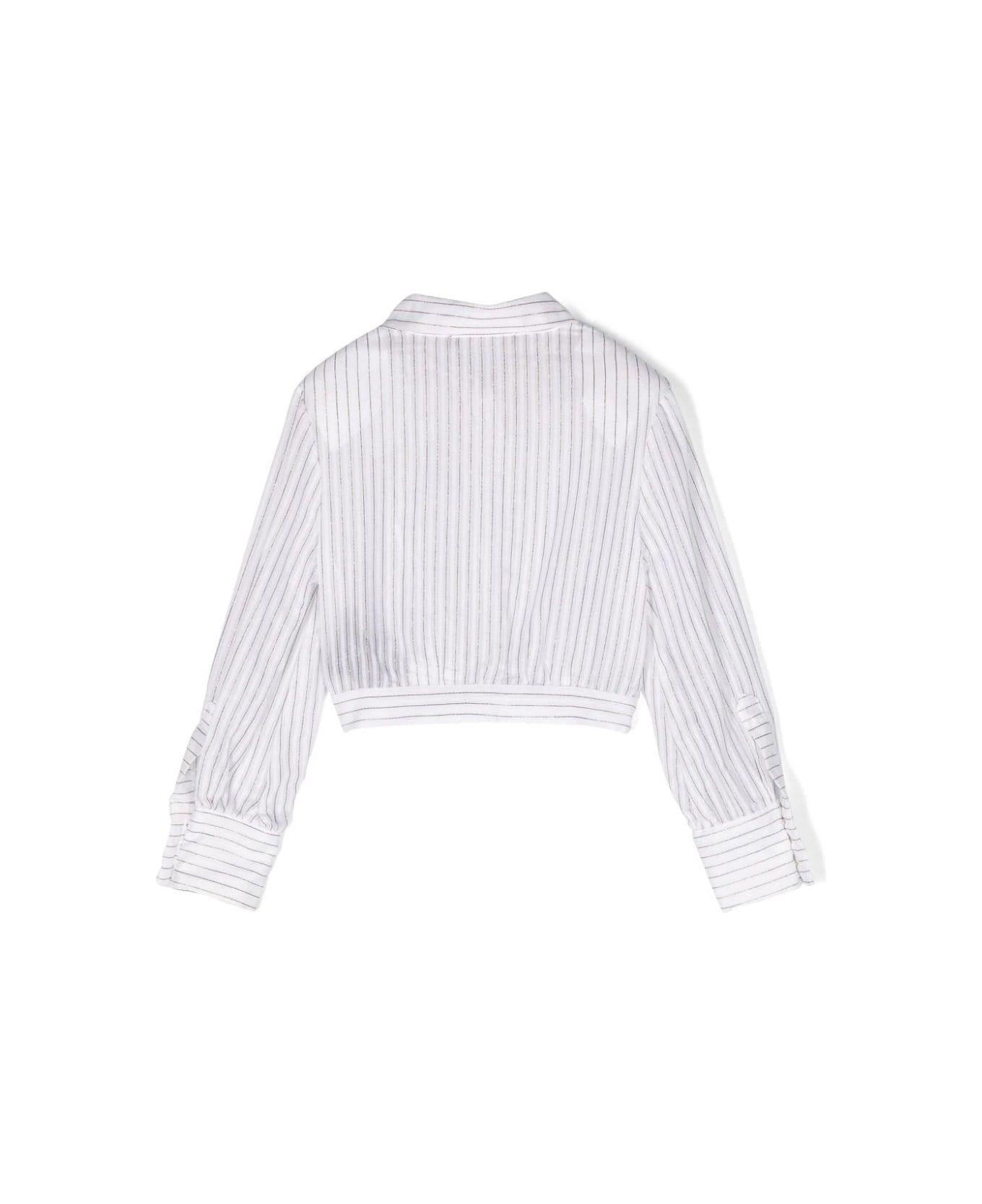 Balmain Striped Shirt With Logo Print - White シャツ