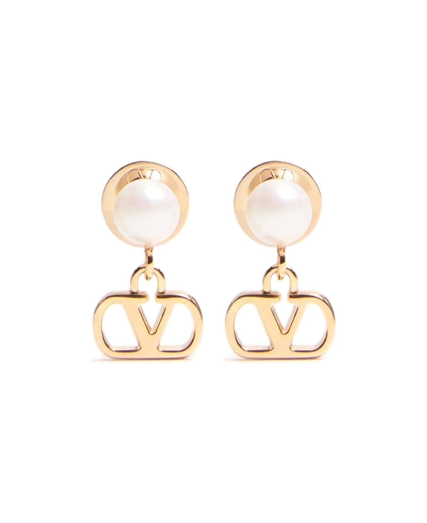 Valentino Garavani Vlogo Pearls Earrings - Golden
