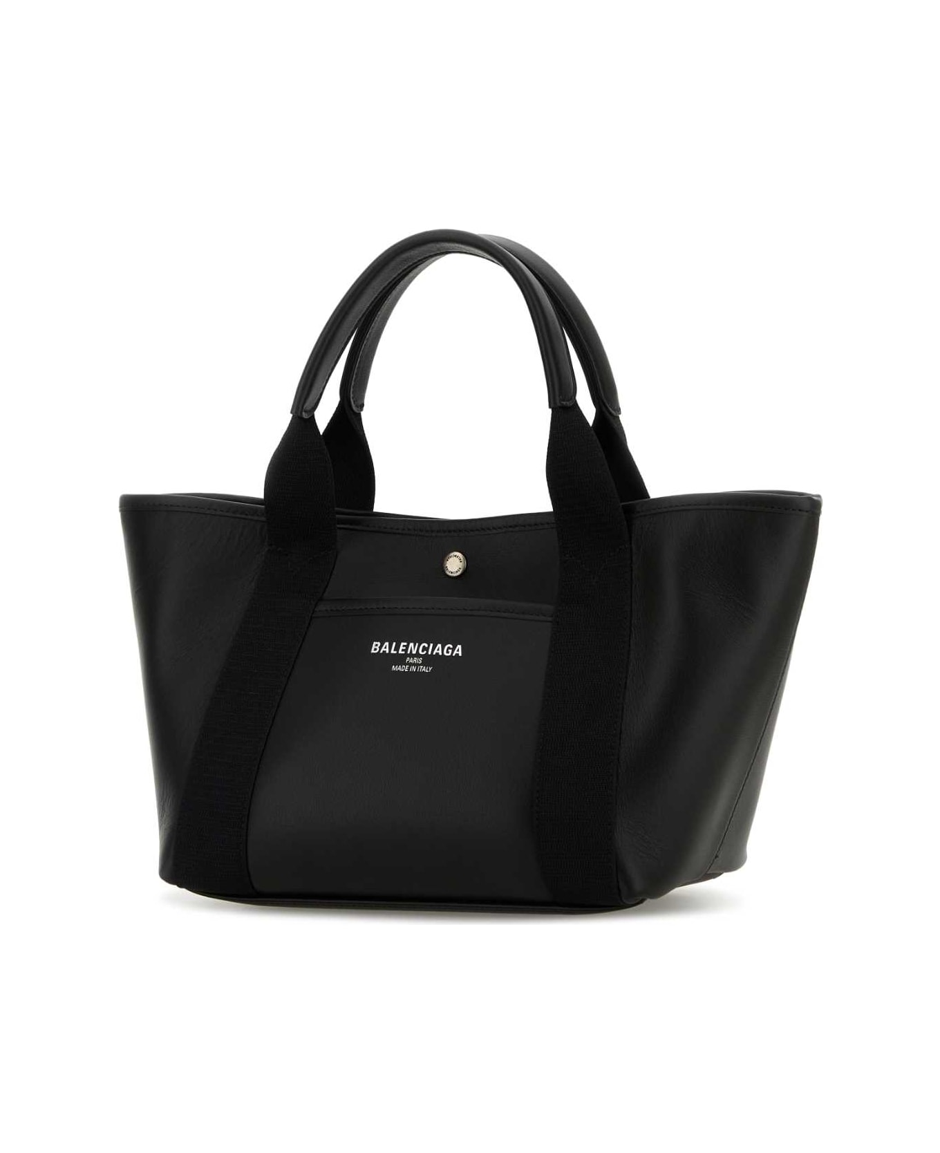 Balenciaga Black Leather Biarritz Shopping Bag - Black