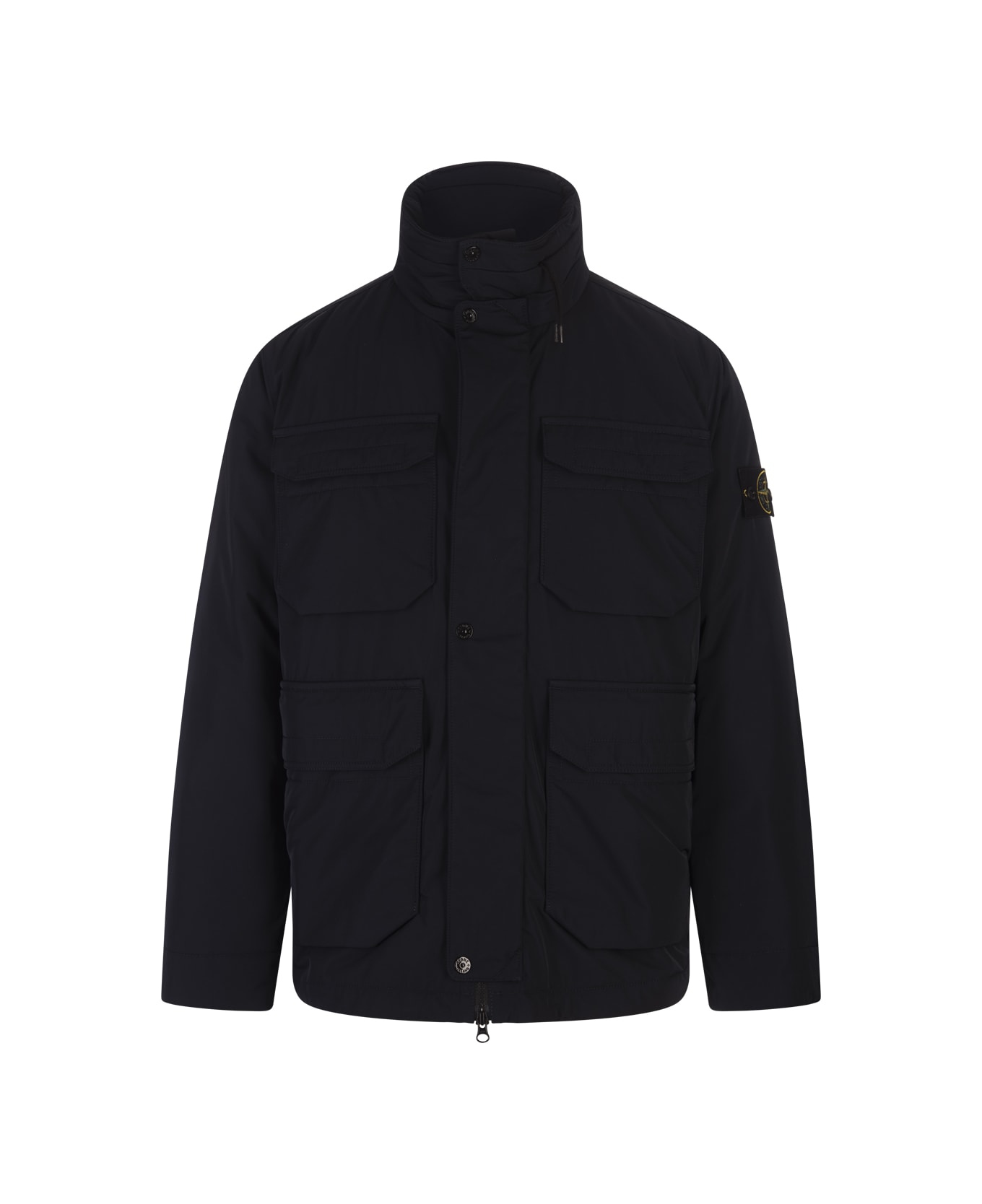 Stone Island Navy Blue Field Jacket In Micro Twill - Blue