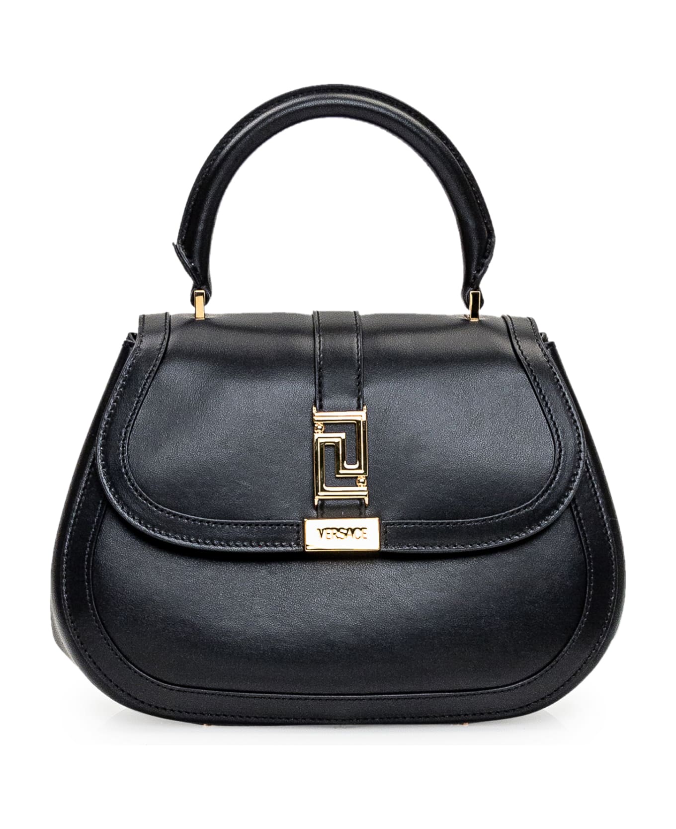 Versace Medium Calf Leather Handbag - Black トートバッグ