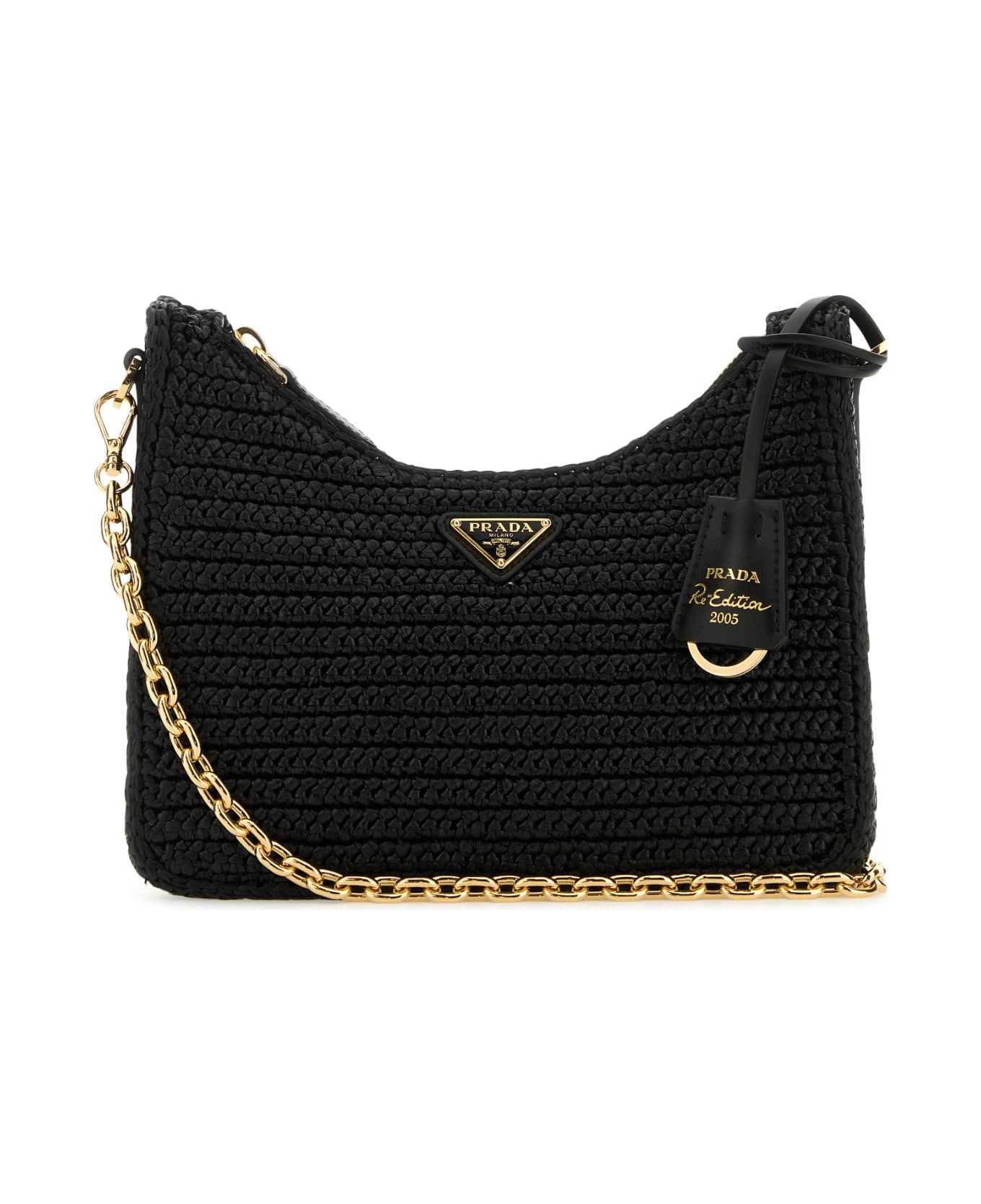 Prada Black Raffia Re-edition 2005 Crossbody Bag - NERO