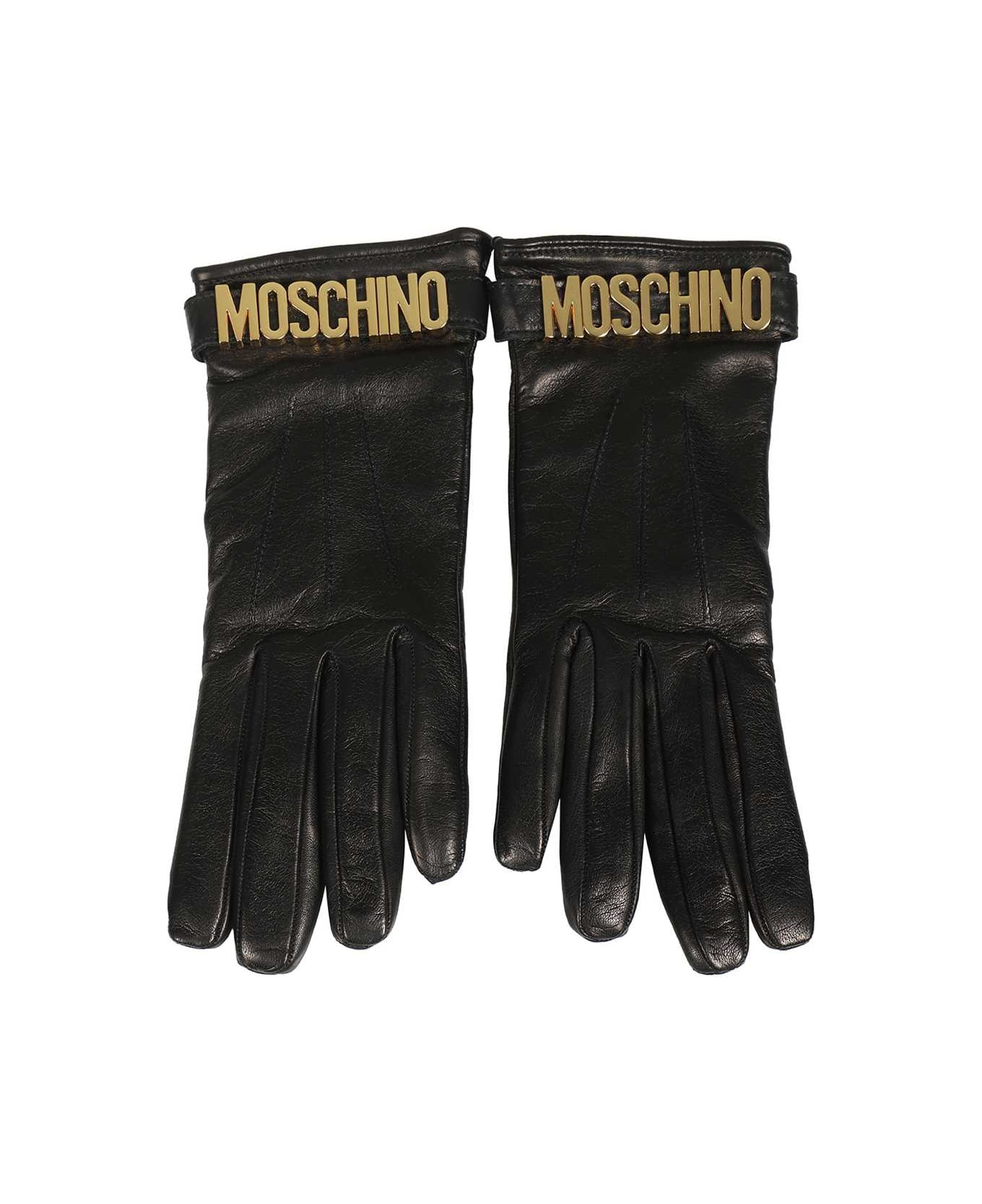 Moschino Leather Gloves - black