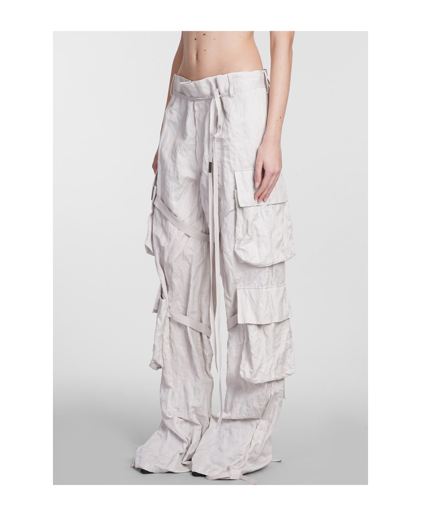 Ann Demeulemeester Pants In Grey Cotton - GREY ボトムス