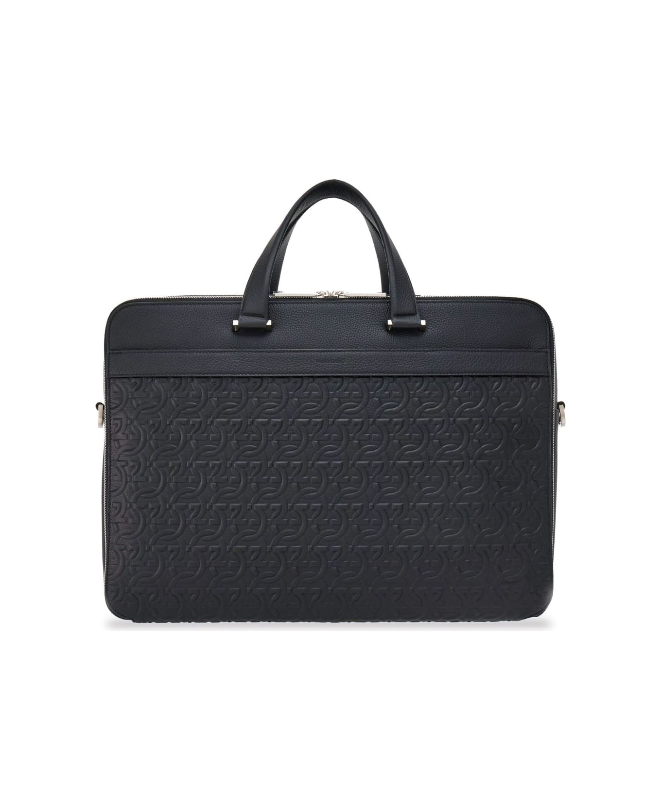 Ferragamo Gancini Leather Handbag - Black