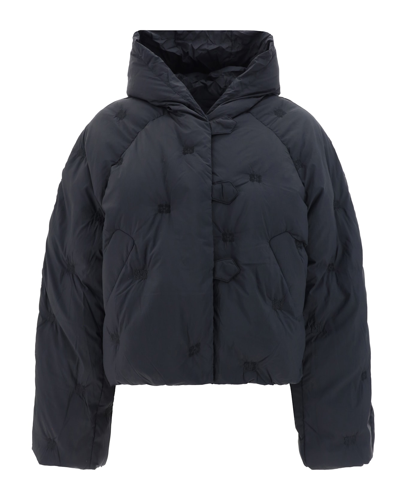 Ganni 'nylon Tech Puffer Short' Down Jacket - Black