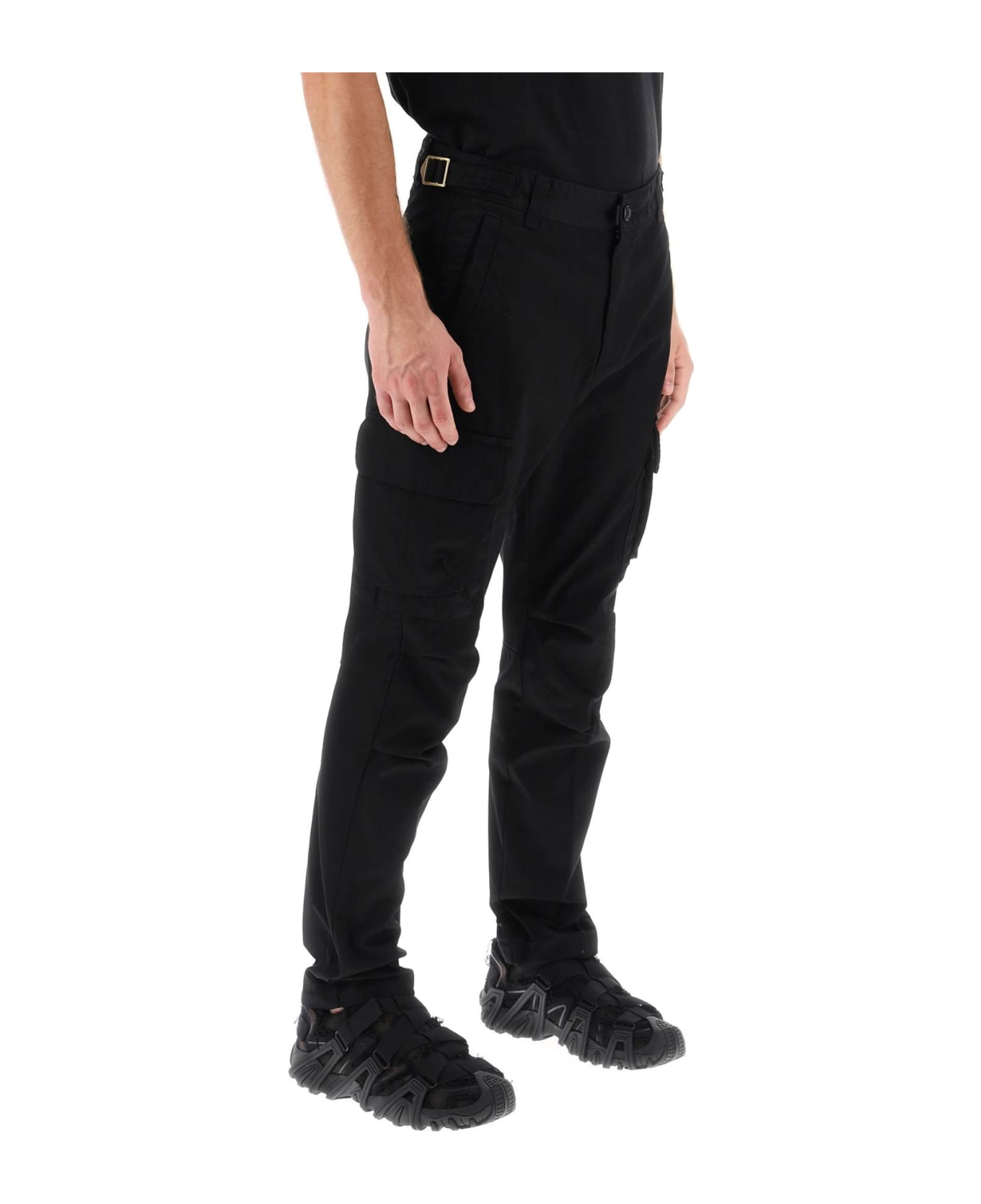 Diesel Buttoned Fitted Cargo Trousers - DEEP BLACK (Black) ボトムス