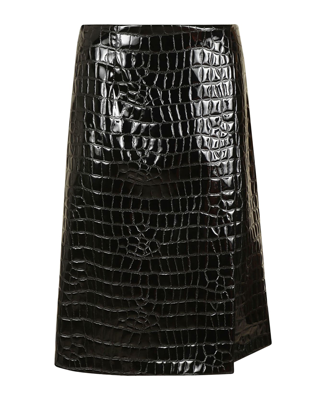 Dolce & Gabbana Croco Embossed Skirt - Black