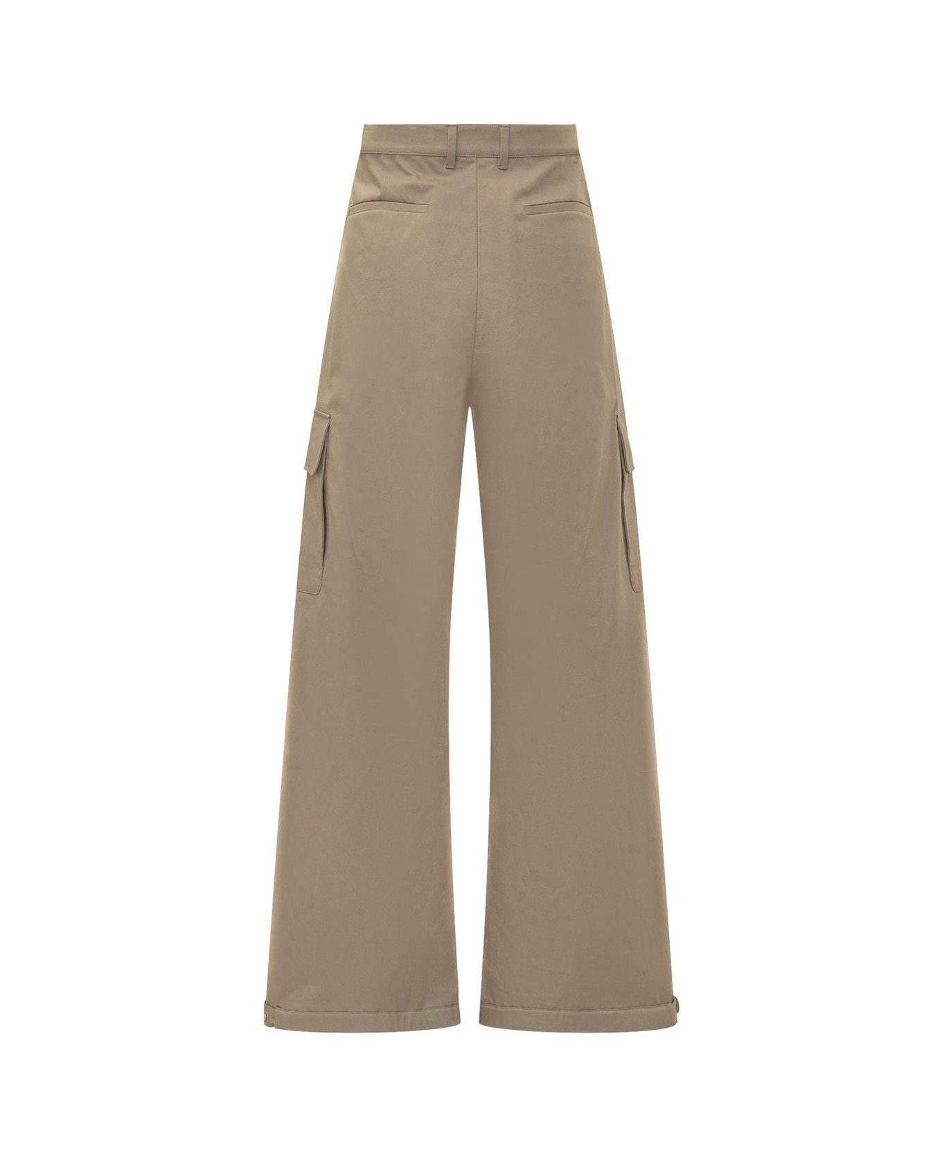 Off-White Mid-rise Wide Leg Trousers - Beige