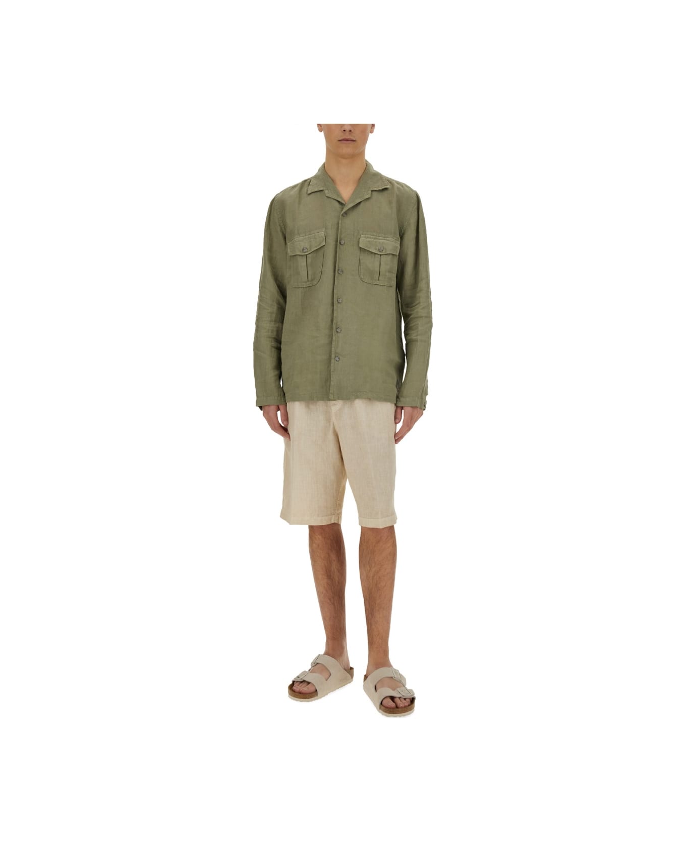 120% Lino Shorts With Drawstring - GREY