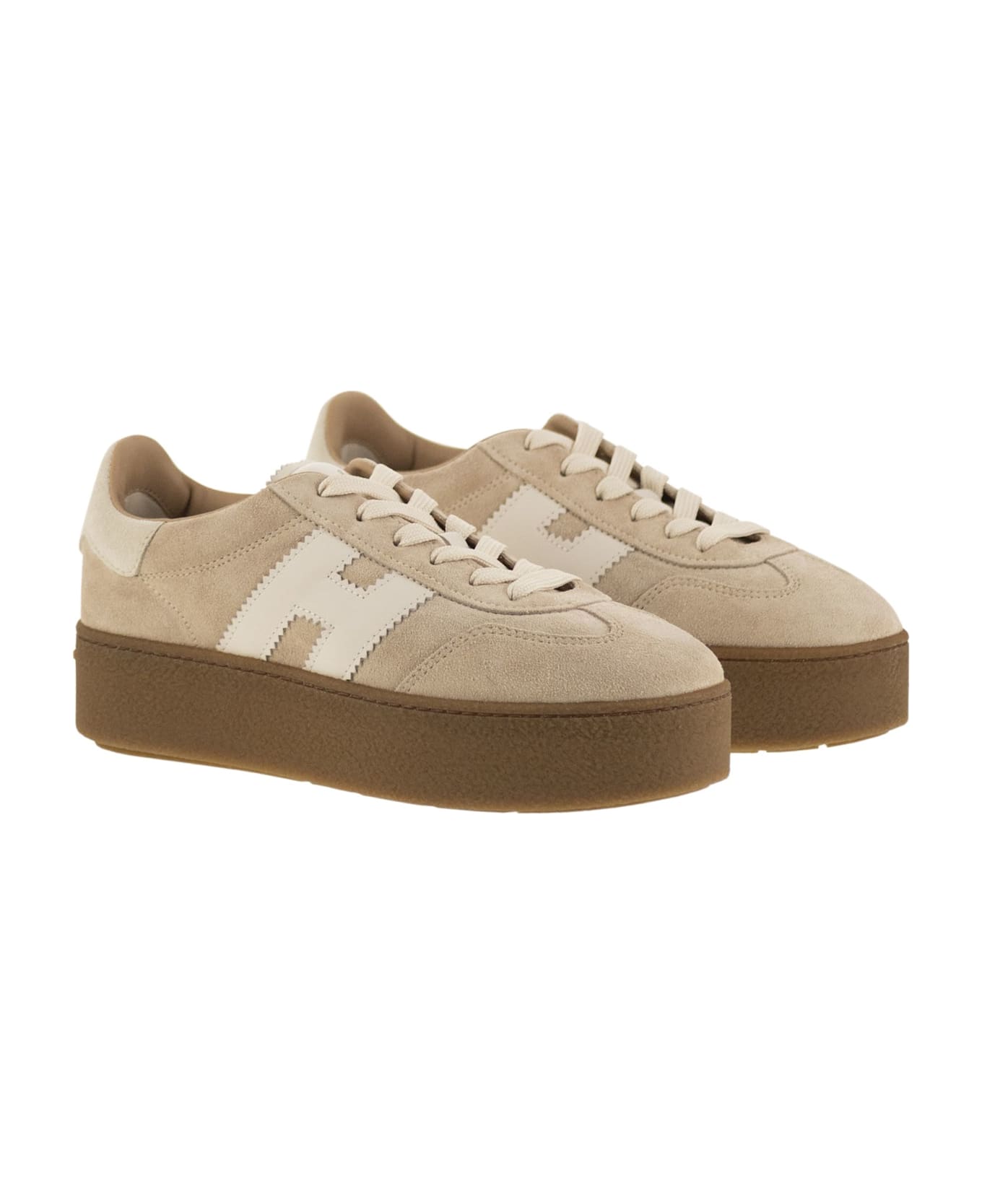 Hogan Cool - Suede Trainers With Thick Soles - Sand