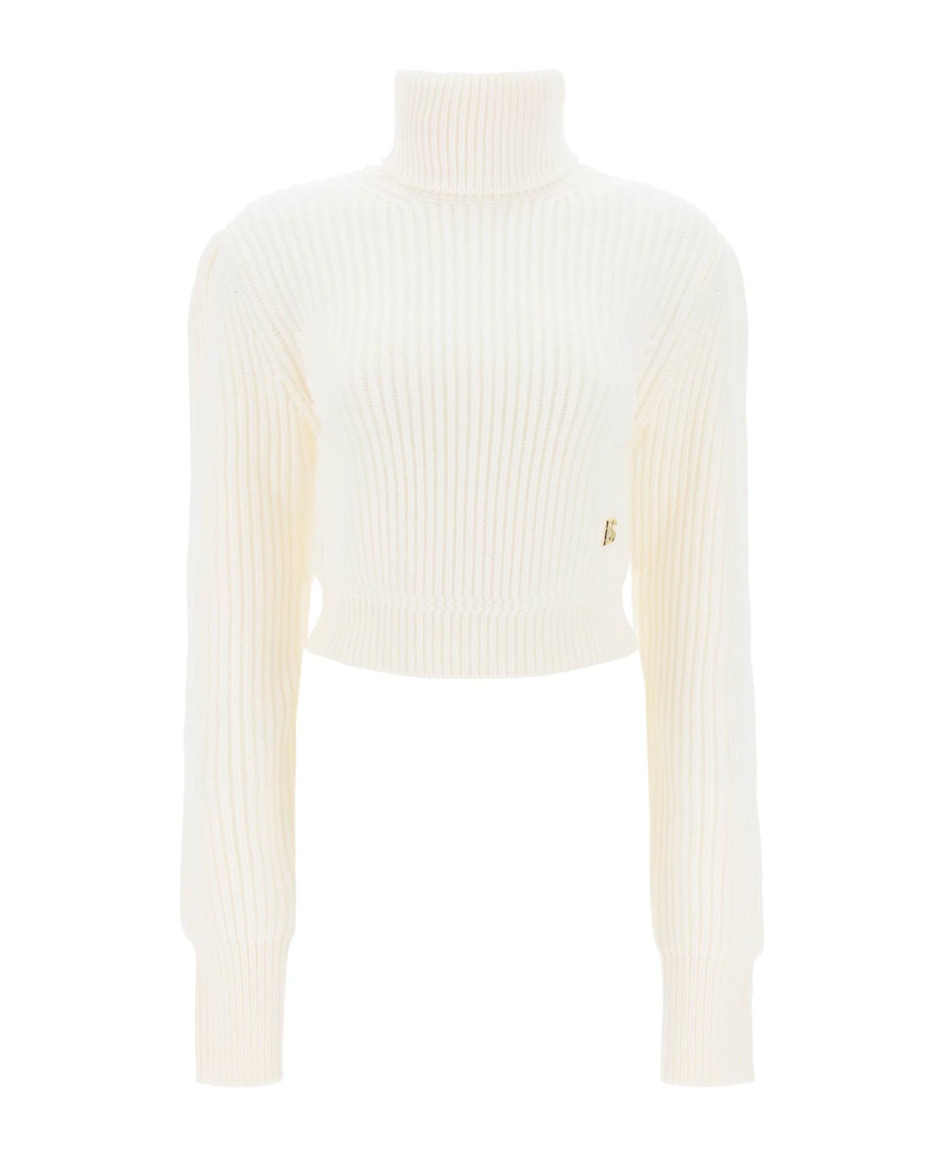 Dolce & Gabbana Turtleneck Sweater With Dg Detail - Bianco Brillante ニットウェア