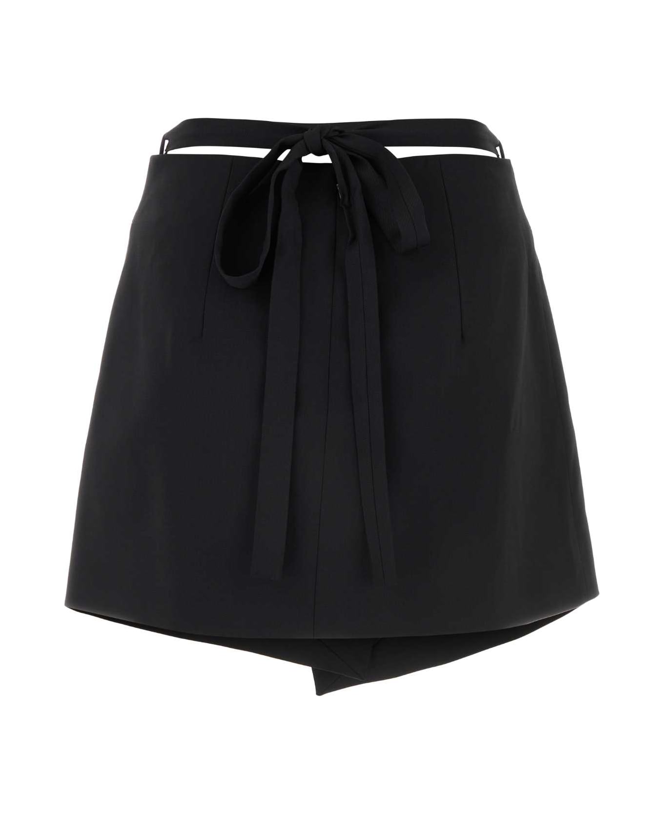 Patou Black Stretch Wool Mini Skirt - BLACK スカート