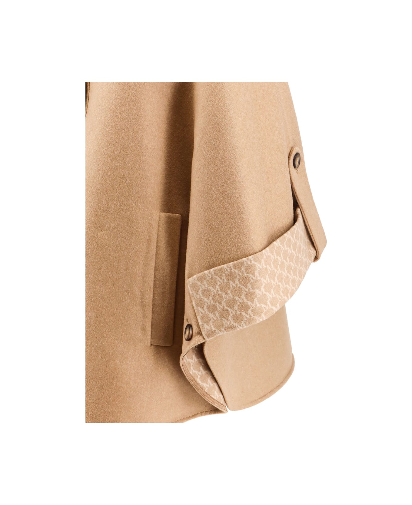 Max Mara Virgin Wool And Cashmere Cape Wih Pockets On The Front - Beige