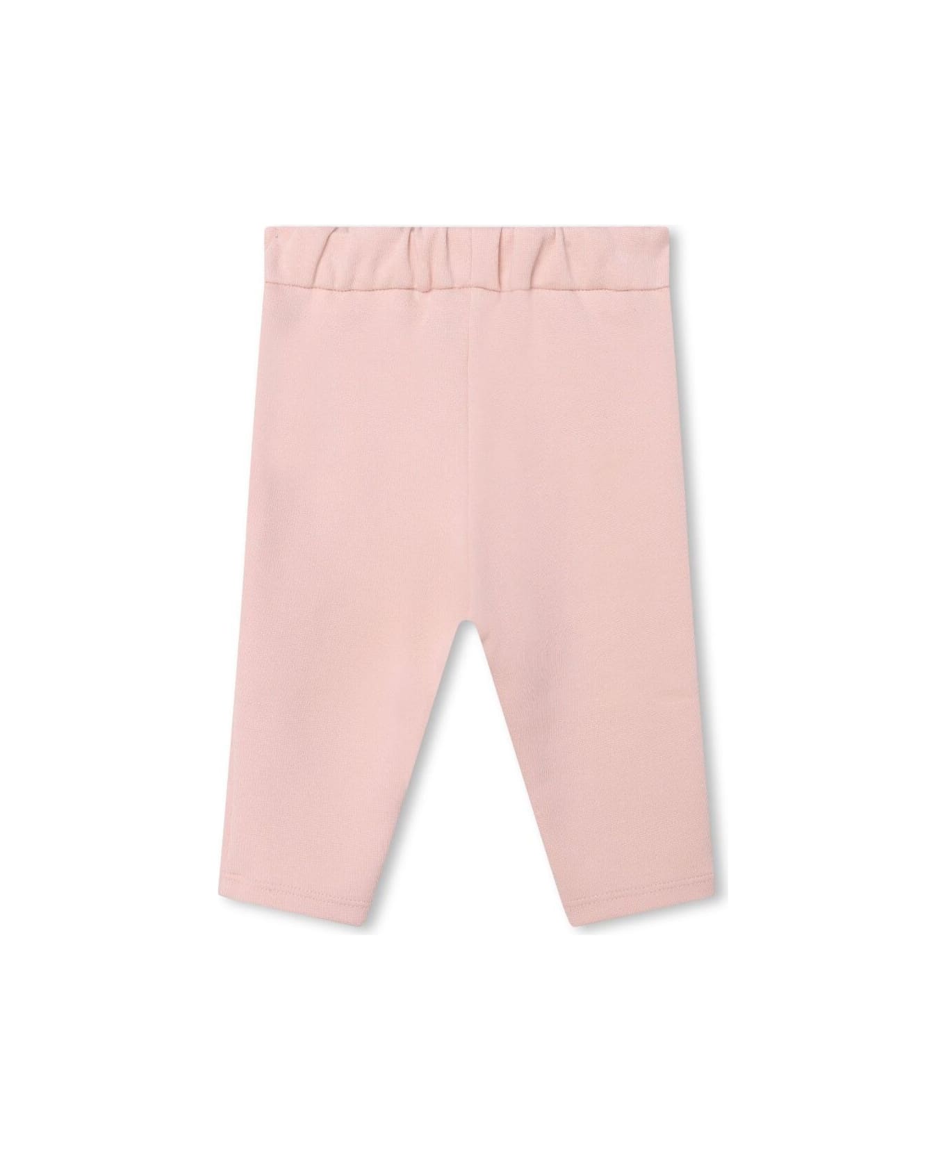 Chloé Pink Trousers With Buttons And Tonal Embroideries In Cotton Blend Baby - Pink ボトムス