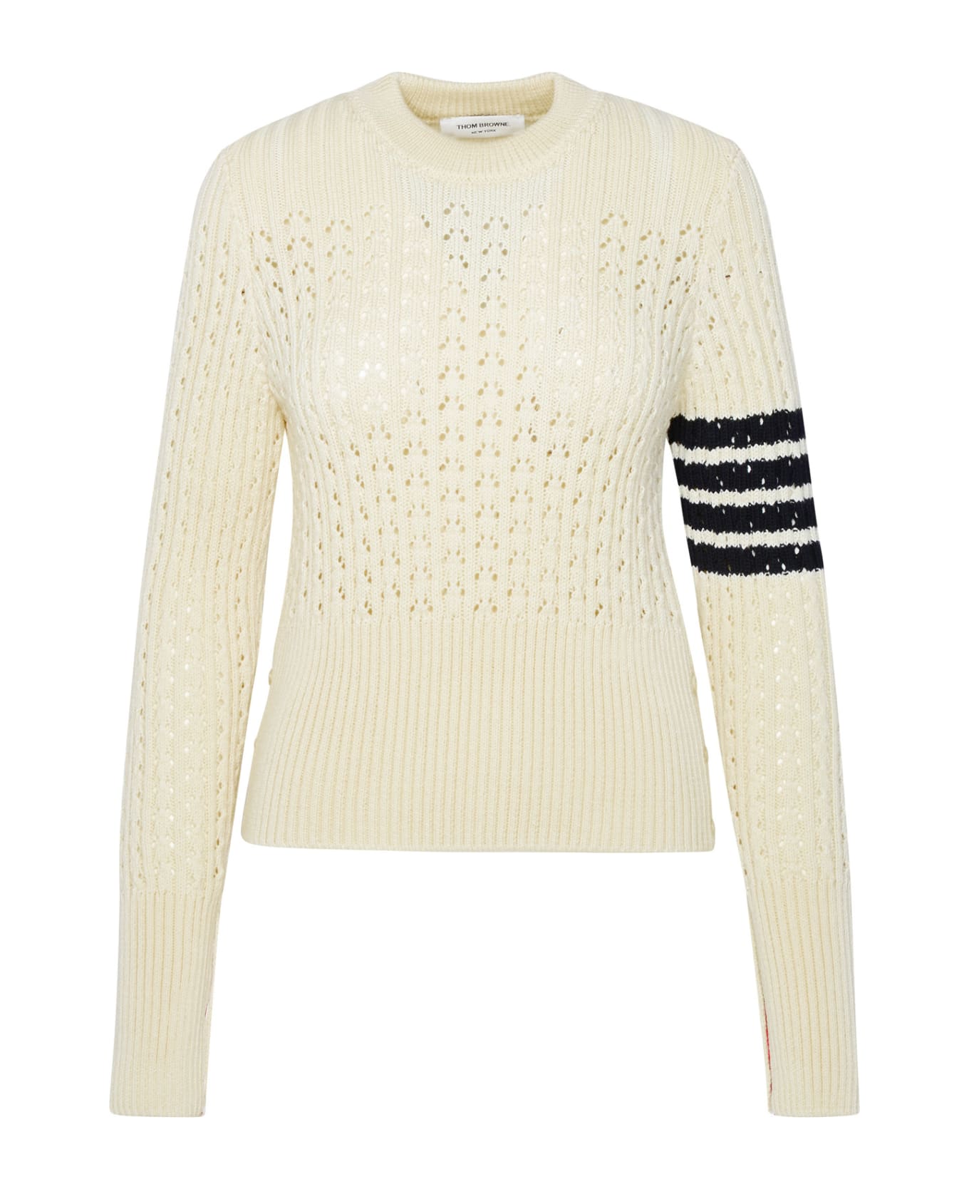 Thom Browne Cream Virgin Wool Sweater - White