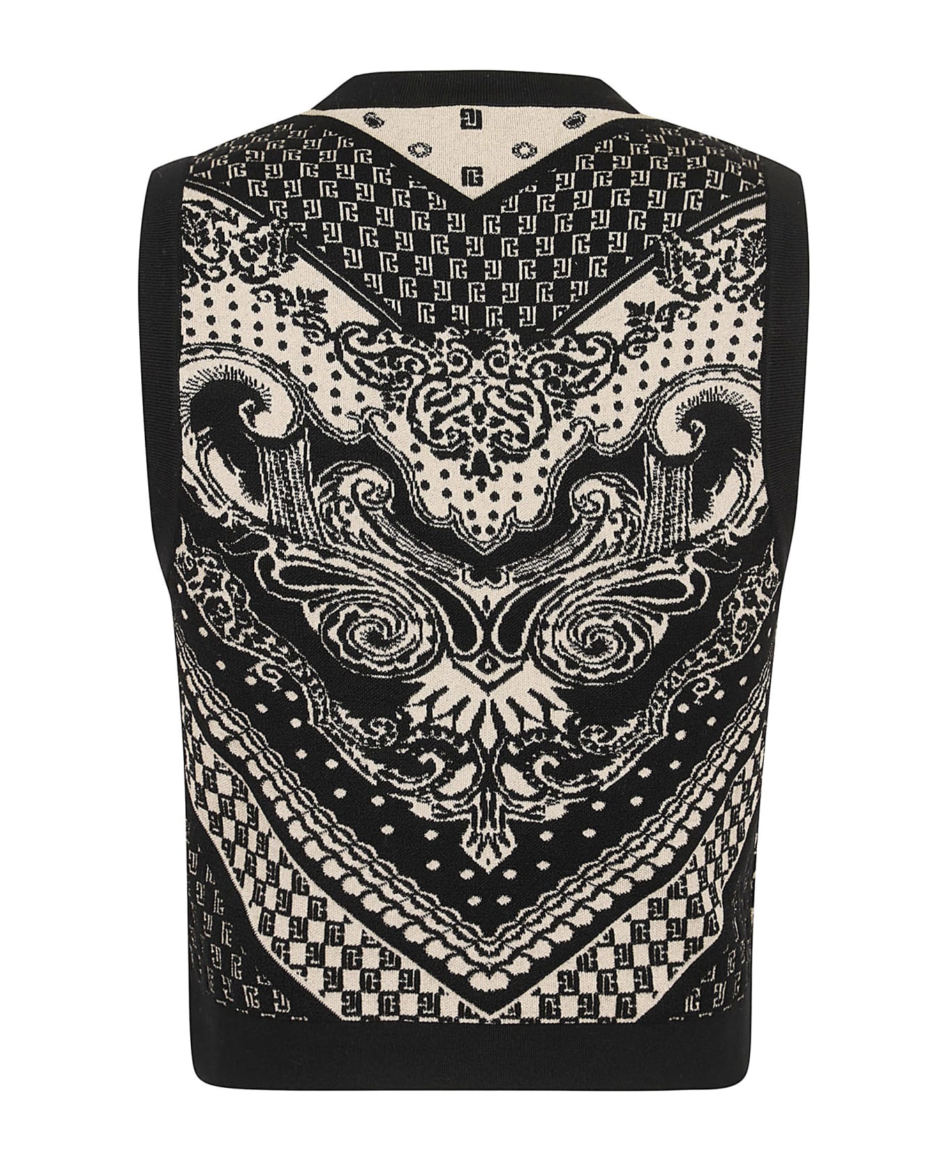 Balmain sequin-embellished Sl Paisley & Monogram Knit Cropped Top - Gfe Ivoire Noir