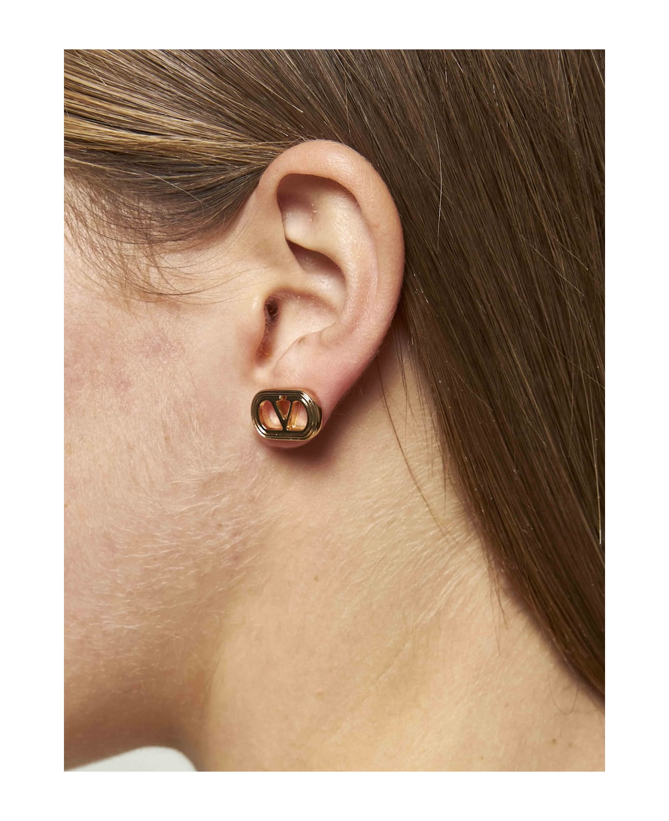 Valentino Garavani Gold Metal Ovalette Earrings - Golden