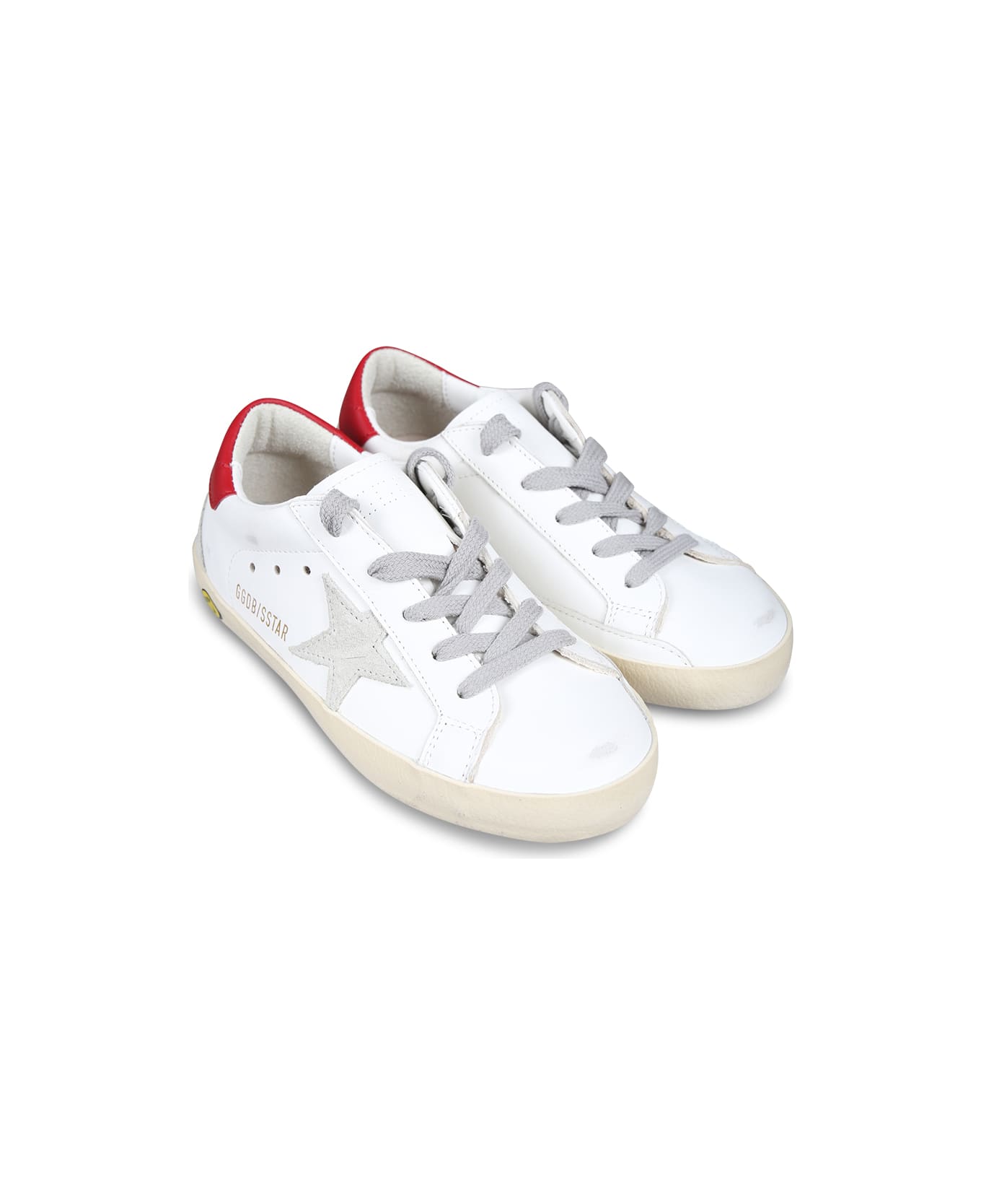 Golden Goose White Super Star Sneakers For Kids With Star - White