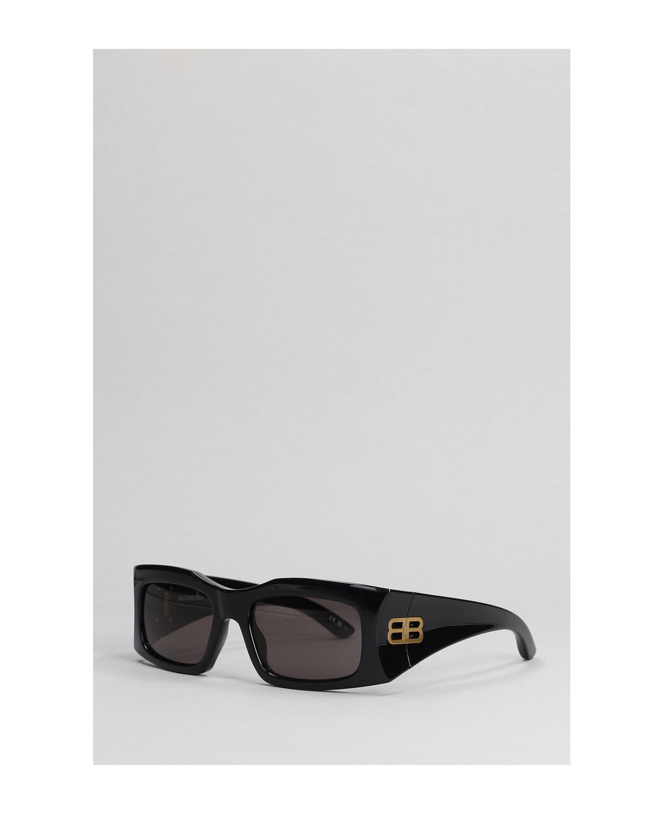 Balenciaga Hourglass Rect Sunglasses In Black Nylon - black