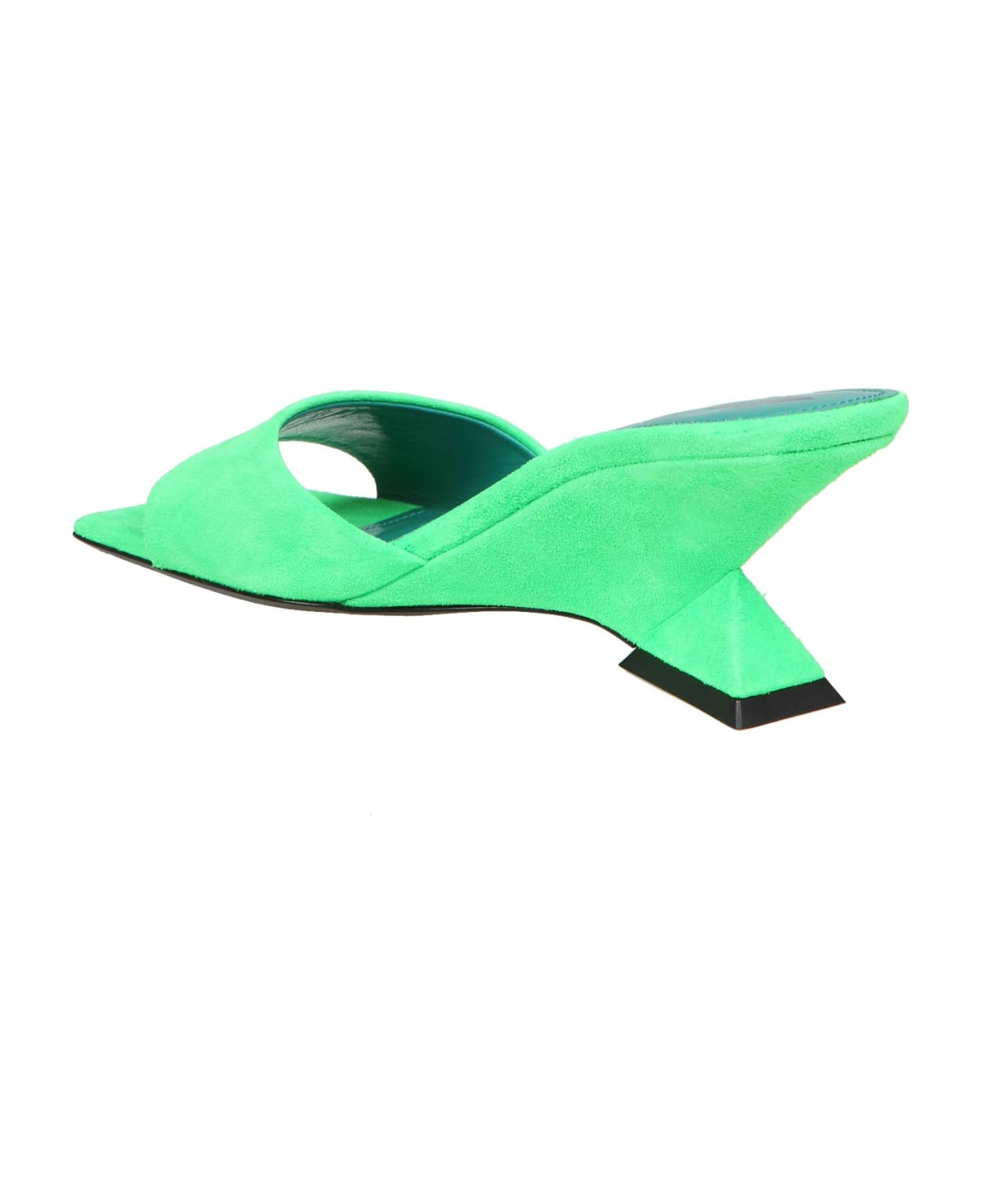 The Attico Fluo Green Suede Cheope Mules - Green