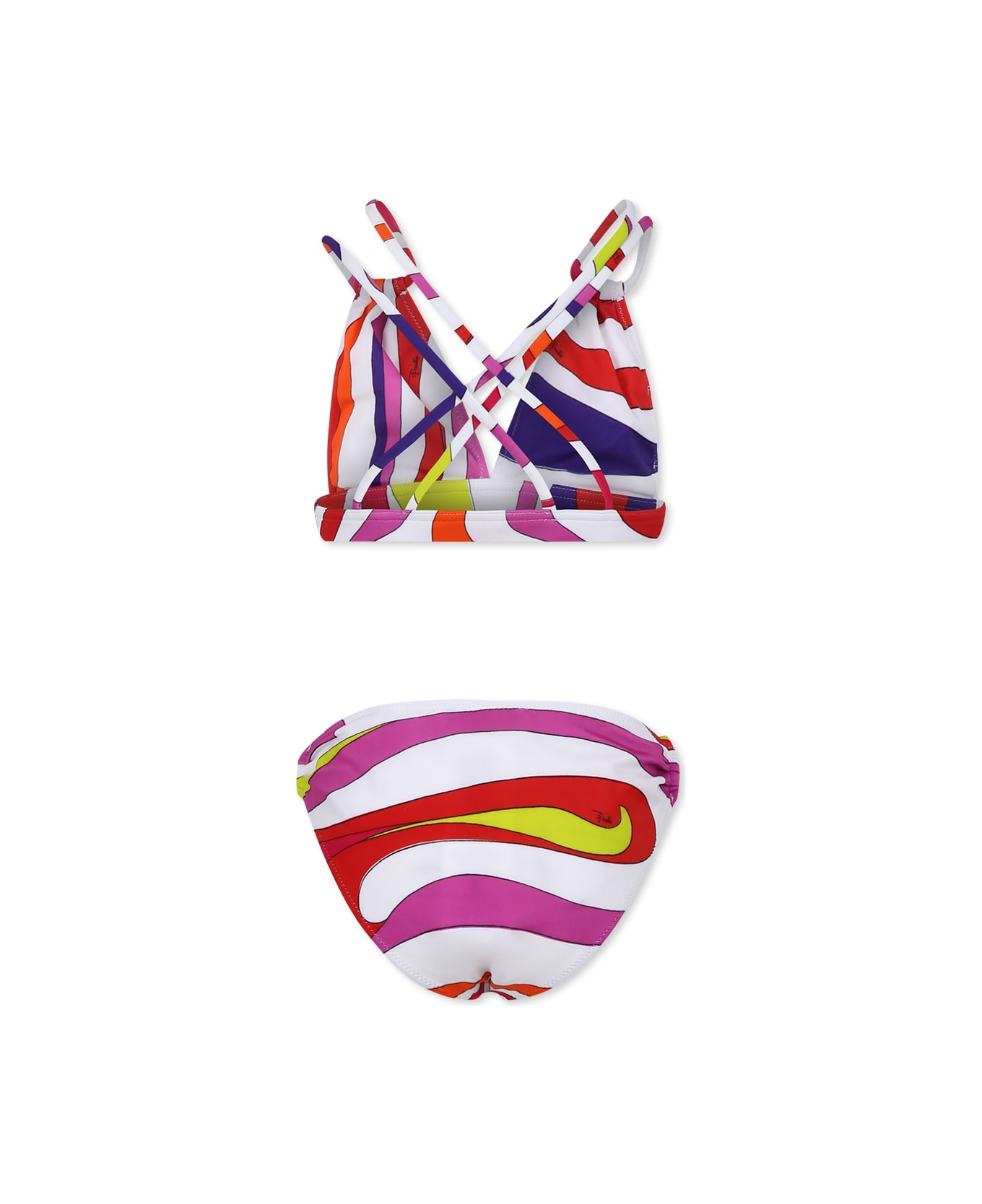 Pucci Multicolor Bikini For Girl With Marble Print - Multicolor
