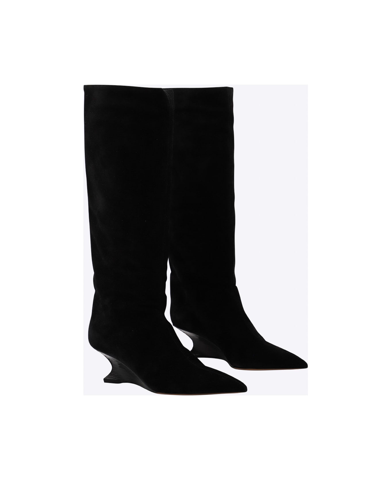 Paris Texas Black Leather Nina Boots - BLACK CARBONE