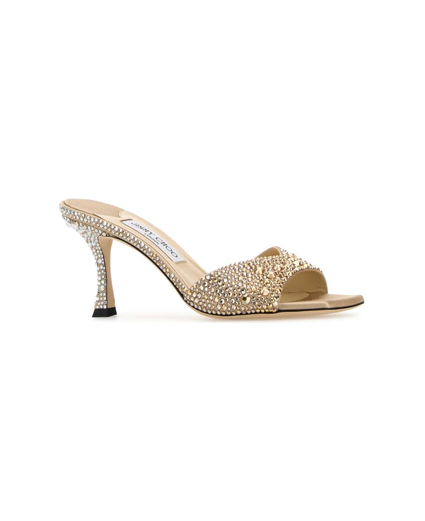 Jimmy Choo Embellished Satin Skye Mules - GOLDCRYSTAL
