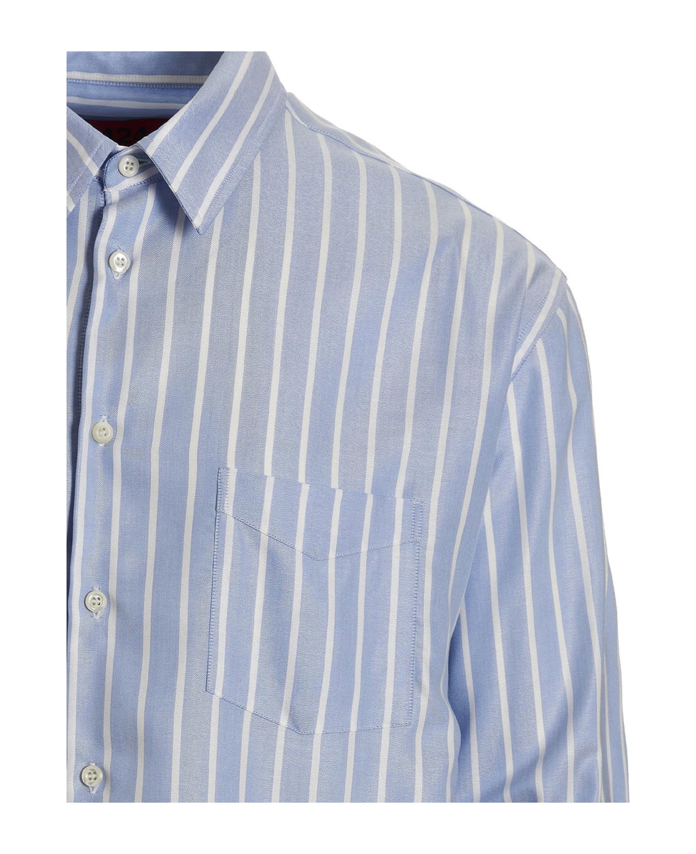 FourTwoFour on Fairfax Striped Shirt - Light Blue