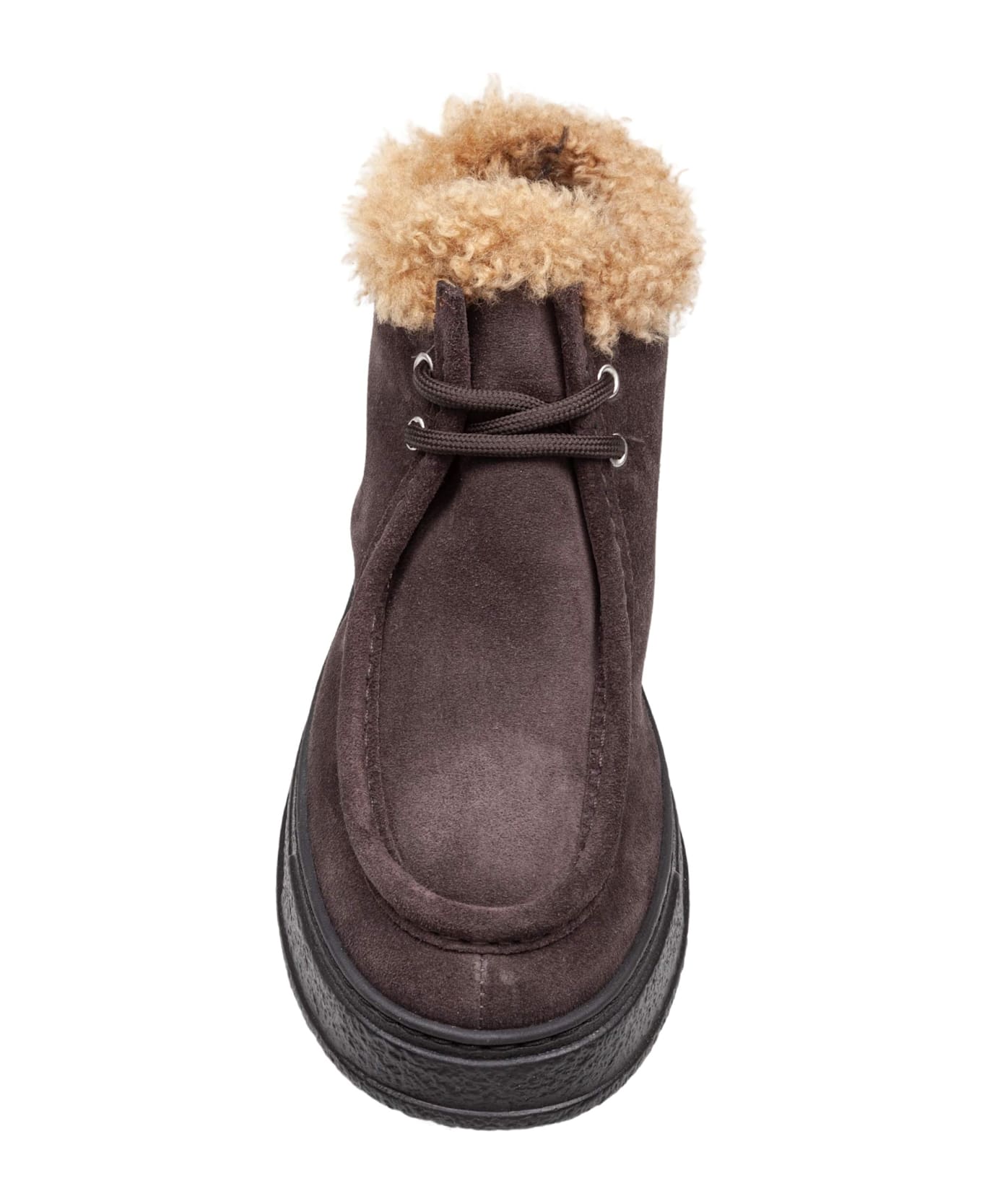 AGL Fergus Suede Sneaker With Sheepskin Lining, Ebony Color - Ebony