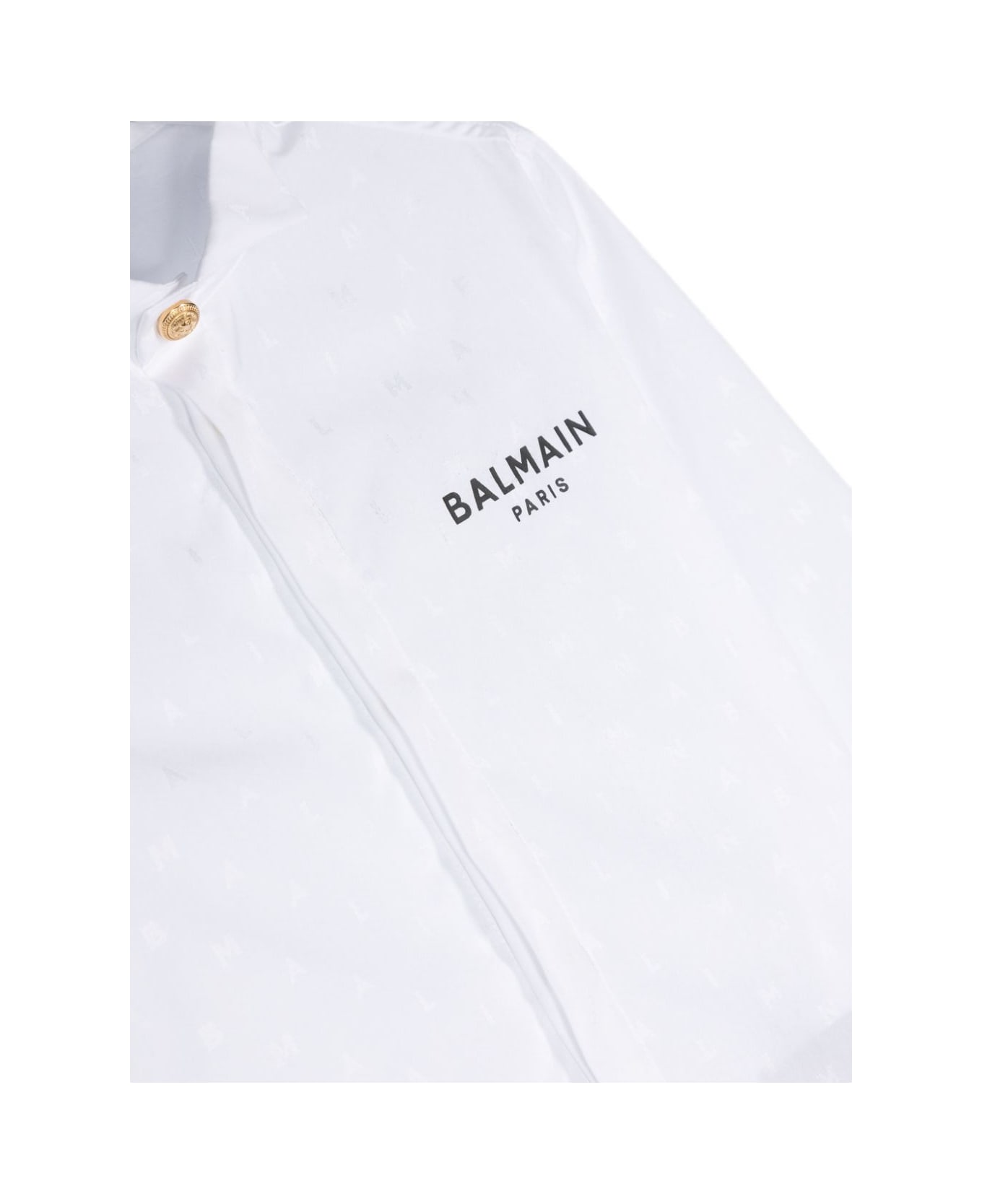 Balmain Camicia Con Logo Jacquard - White
