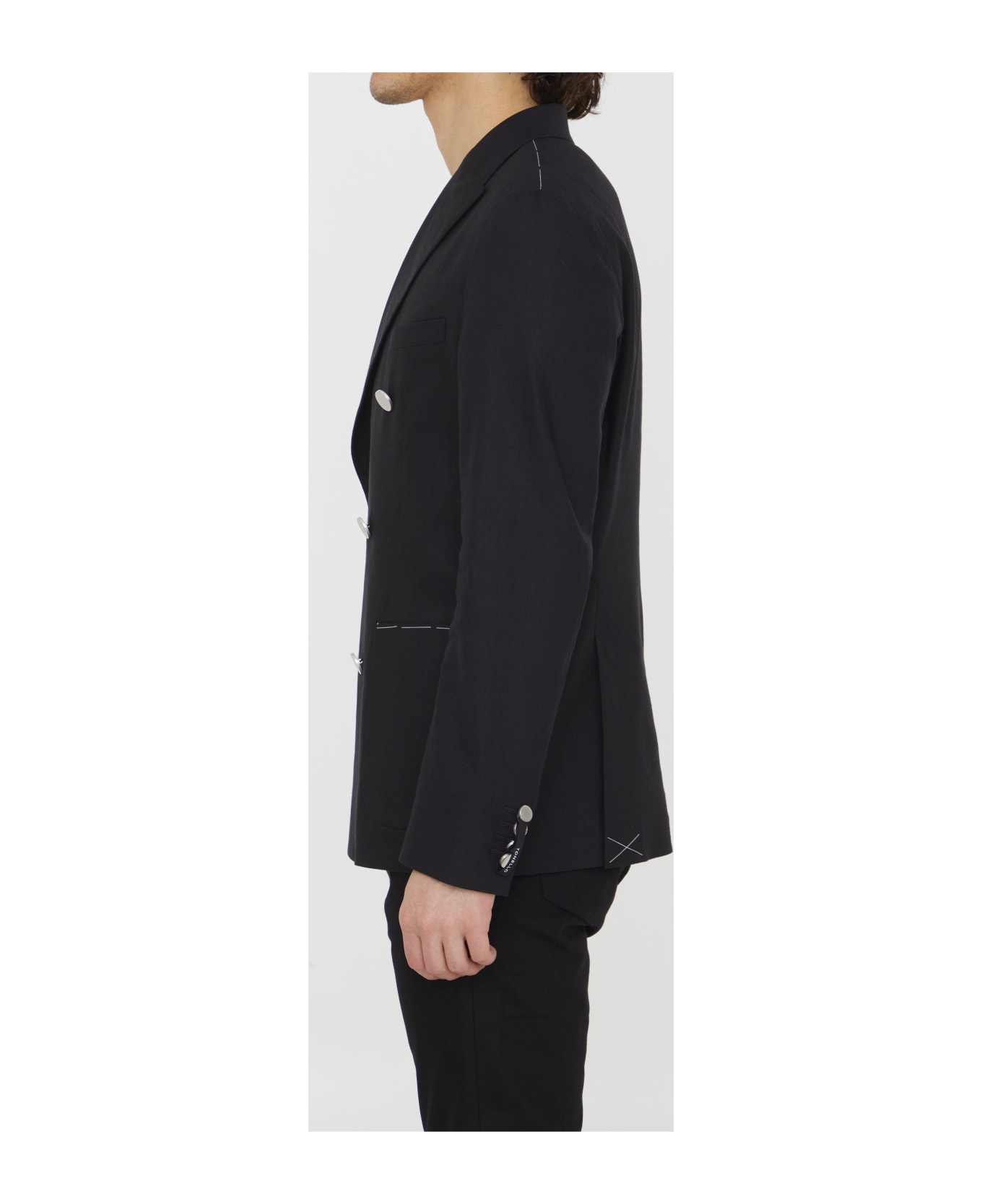 Tonello Double-breasted Stretch Jacket - BLACK